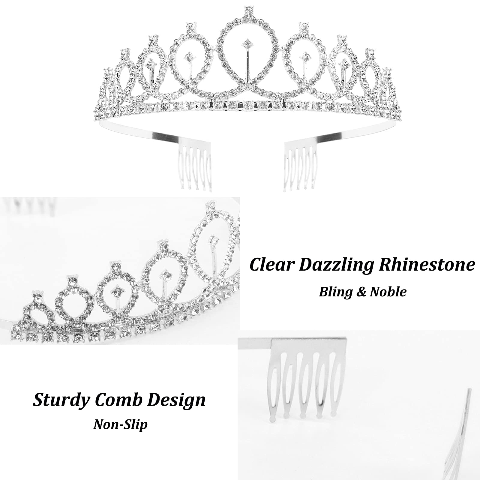 Sparkling Rhinestone Tiara & Birthday Queen Sash Set for Women - Silver Crown with Multicolor Letters | Perfect for Birthday Parties, Bachelorette Events & Royal-Themed Celebrations