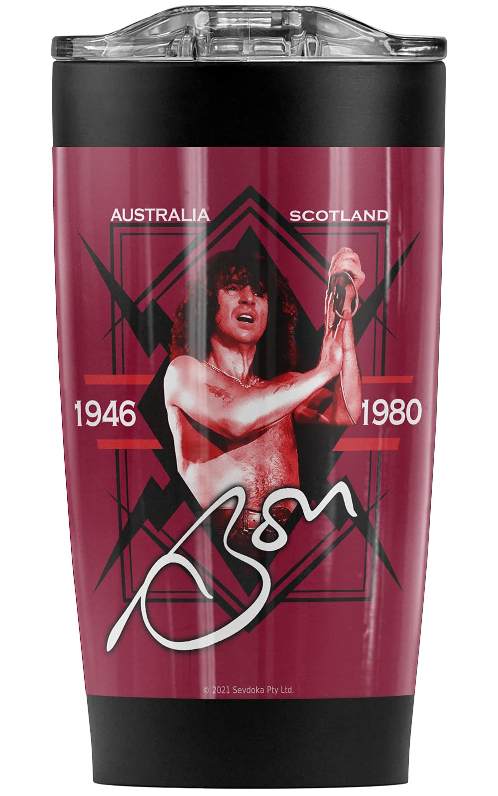 Bon Scott Stainless Steel Tumbler 20oz - Vacuum Insulated Travel Mug with Leakproof Lid - Double Wall Coffee Cup for Hot & Cold Drinks - Perfect for Office, Commuting, Camping and Outdoor Activities