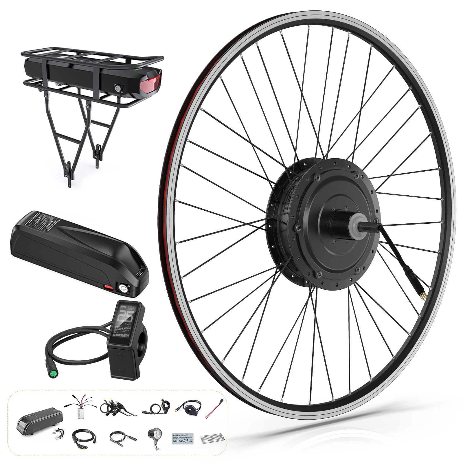 BAFANG 48V 500W Electric Bike Conversion Kit - Front Hub Motor for 26/700c Wheels - Includes Optional LCD Display (Battery & Charger Not Included) - Perfect for DIY E-Bike Upgrades & Commuting