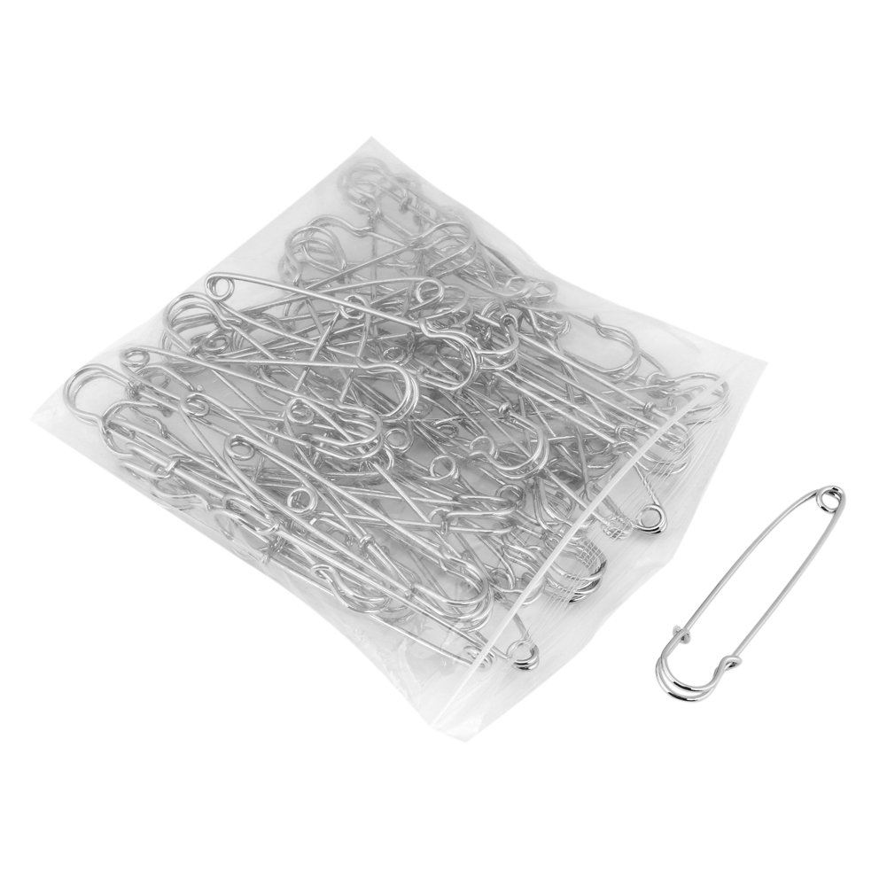 50pcs Premium Nickel Plated Steel Safety Pins - Rust Resistant, Durable Iron Pins for Baby Clothes, Office Use, Arts & Crafts | Perfect for Diaper Cloth Fastening, Sewing Projects & Organizing Documents