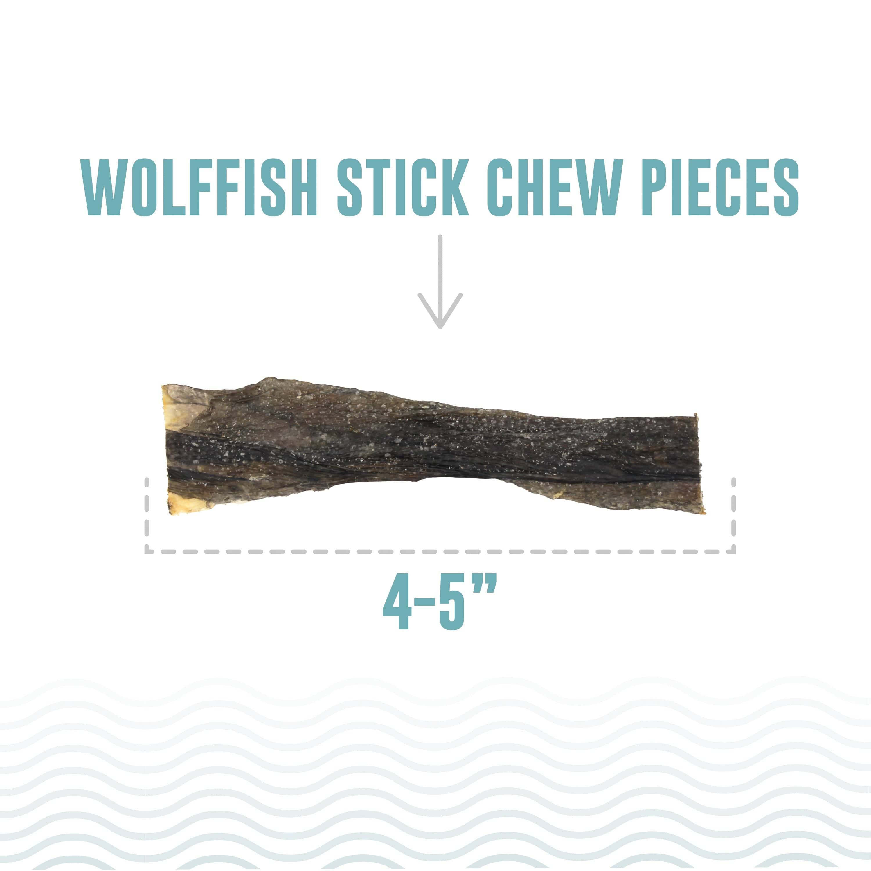 Premium Icelandic Wolffish Skin Sticks & Pieces - All-Natural Dog Chews for Dental Health | High-Protein Training Treats | Perfect for Aggressive Chewers & Puppy Teething Relief