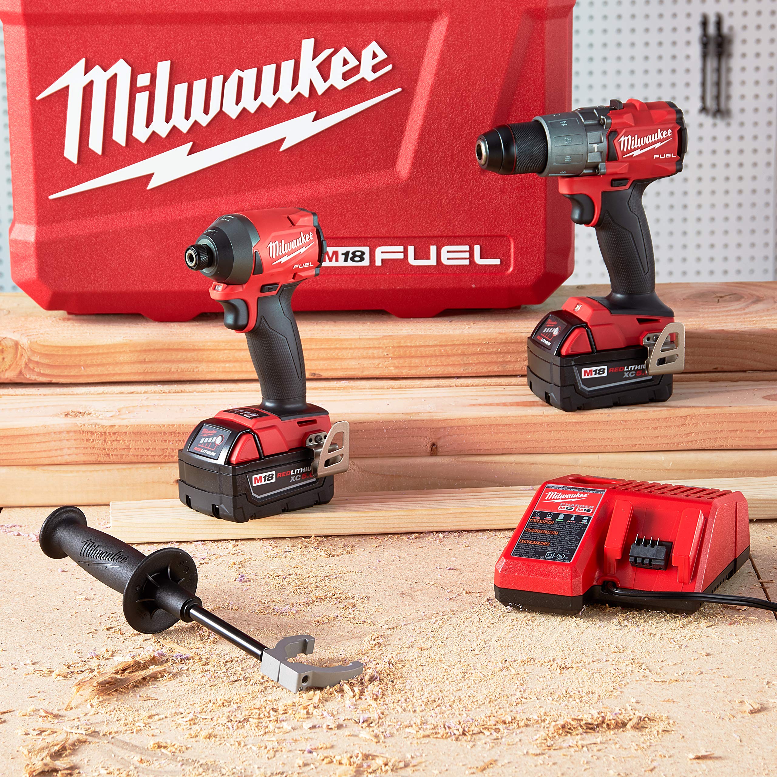 Milwaukee 2997-22 M18 Fuel 18V Cordless Hammer Drill and Impact Driver Combo Kit - Powerful Brushless Tools for Construction, Woodworking & DIY Projects