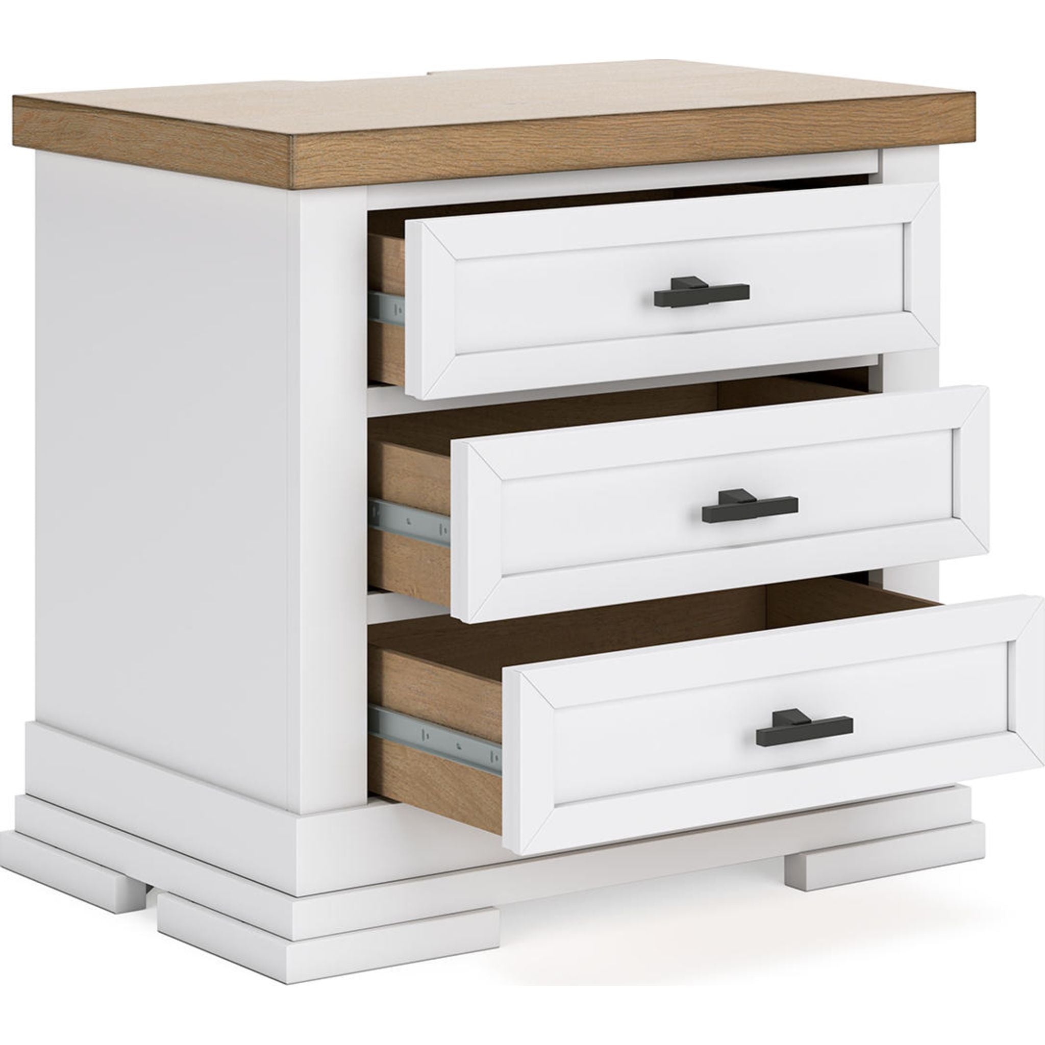Ashbryn Nightstand - White & Natural Wood Bedside Table with Drawer - Perfect for Bedroom, Guest Room, or Dorm Decor