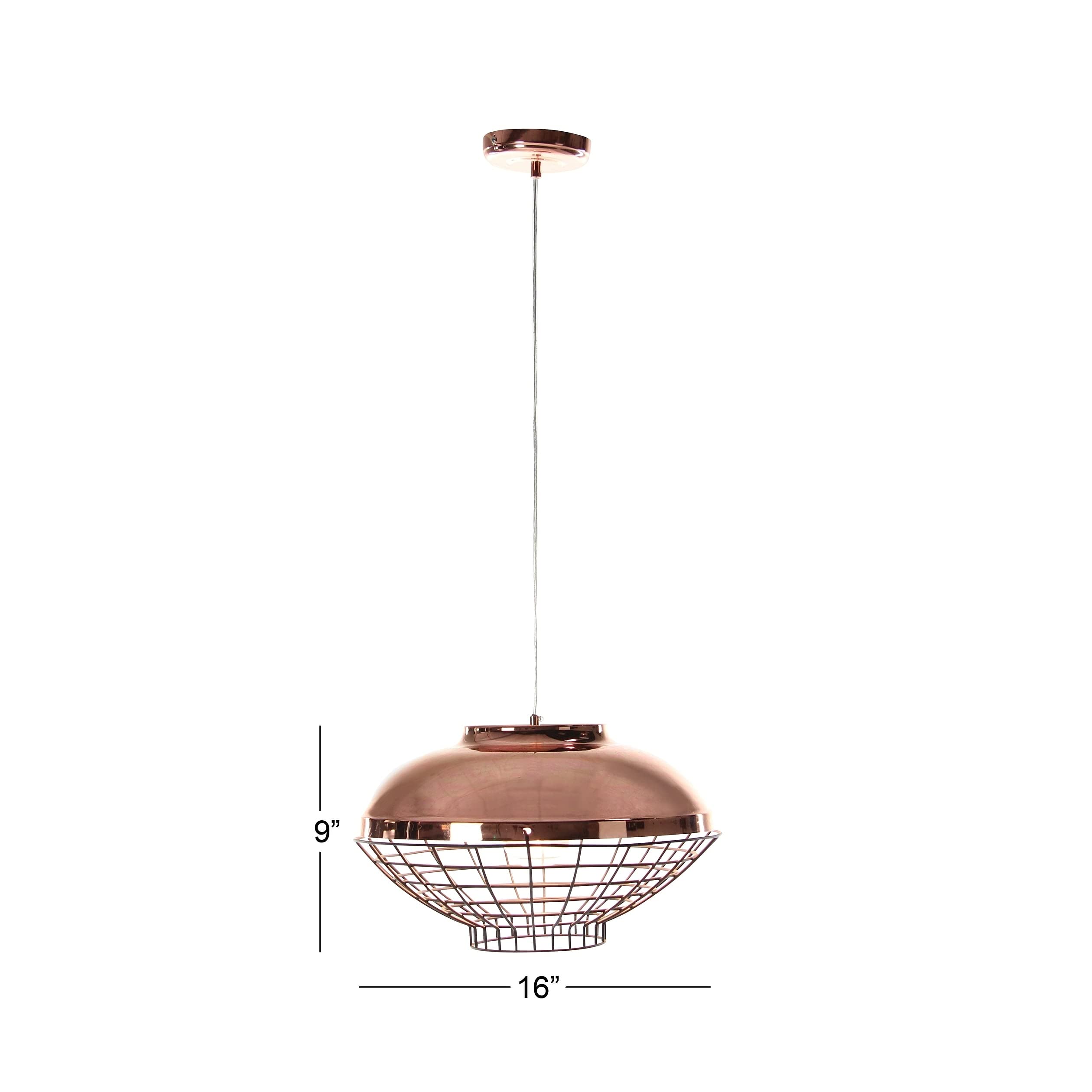 Deco 79 59297 Vintage Industrial Iron Pendant Light Fixture with Edison Bulb - Copper, Brown & Black Finish - Perfect for Kitchen Island, Dining Room or Bar Lighting