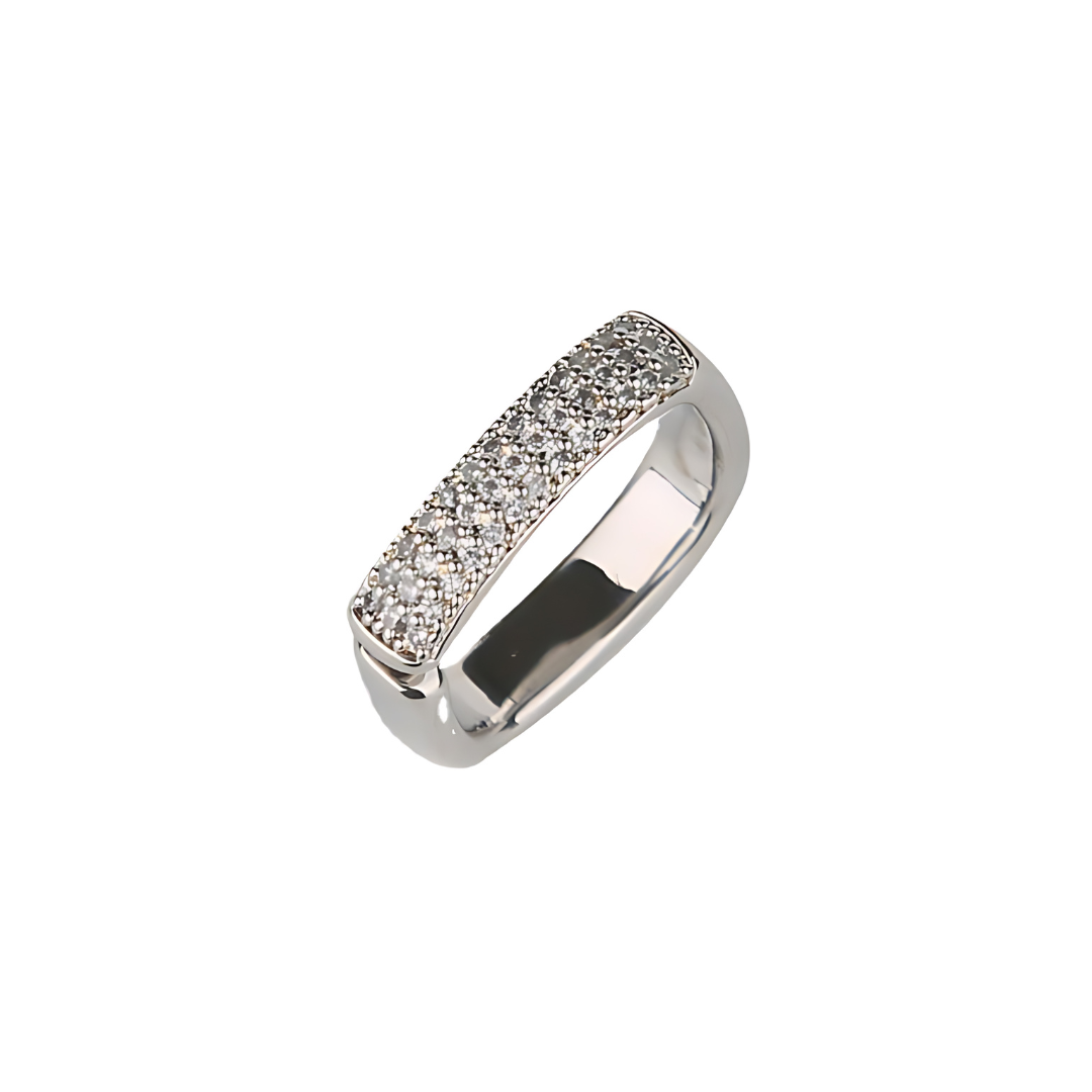 Art Deco Silver Eternity Square Ring for Women | Vintage Inspired Geometric Wedding Band | A8512 | Perfect for Engagement, Anniversary Gift & Everyday Wear