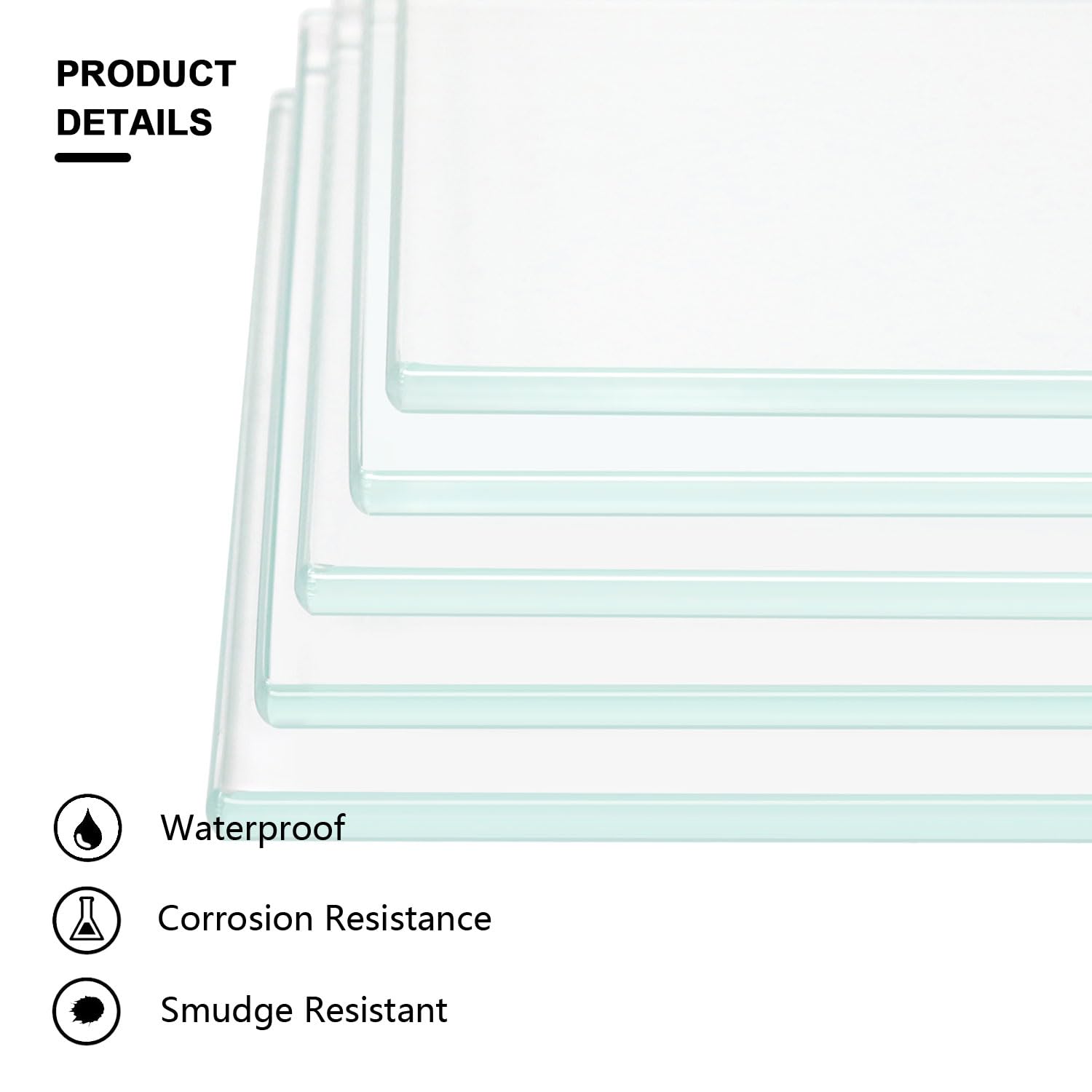 5-Piece Frameless Rectangle Tempered Glass Shelf Set - 14