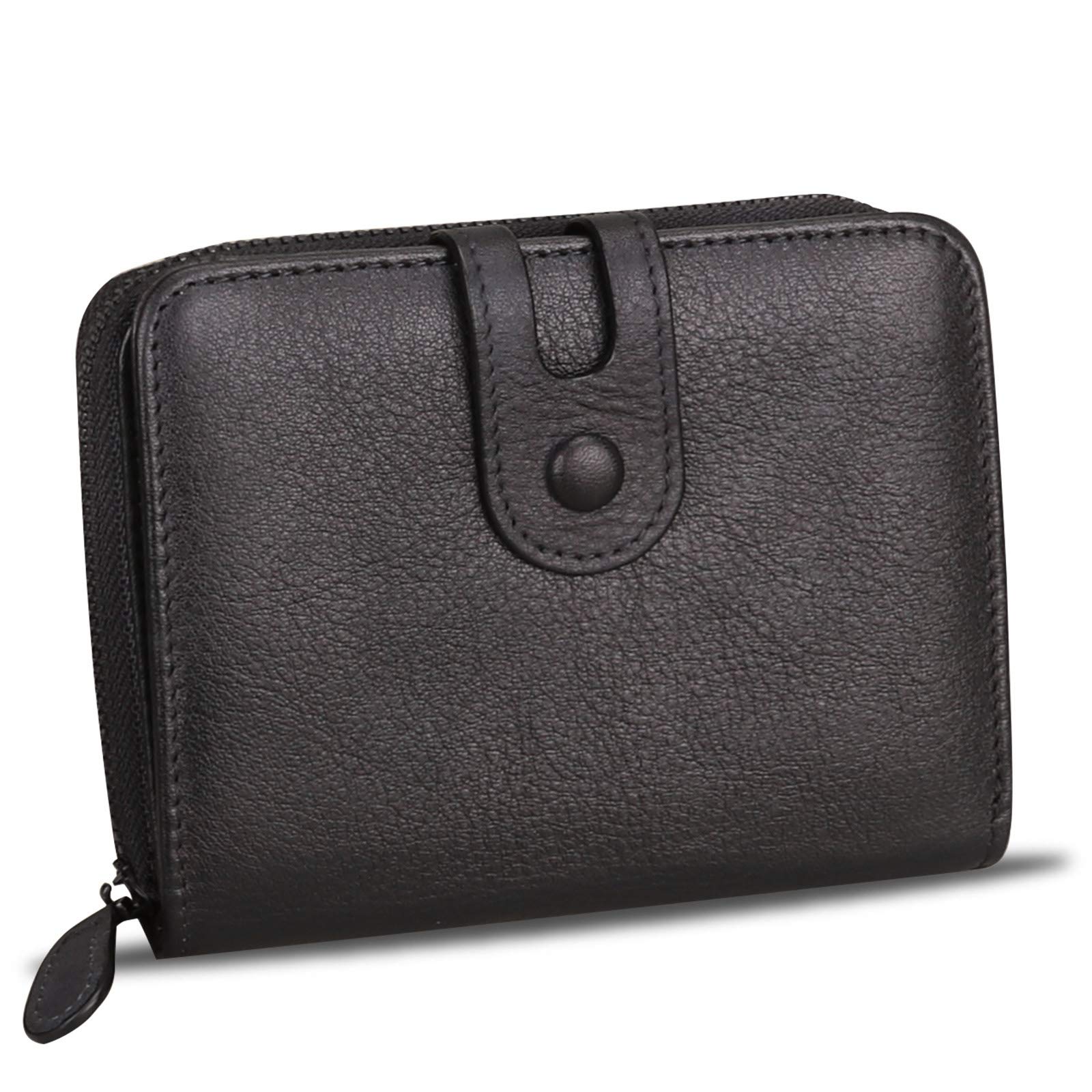 Genuine Leather RFID Wallet for Women - Handmade Clutch with Card Holder & Coin Pouch for Daily Use