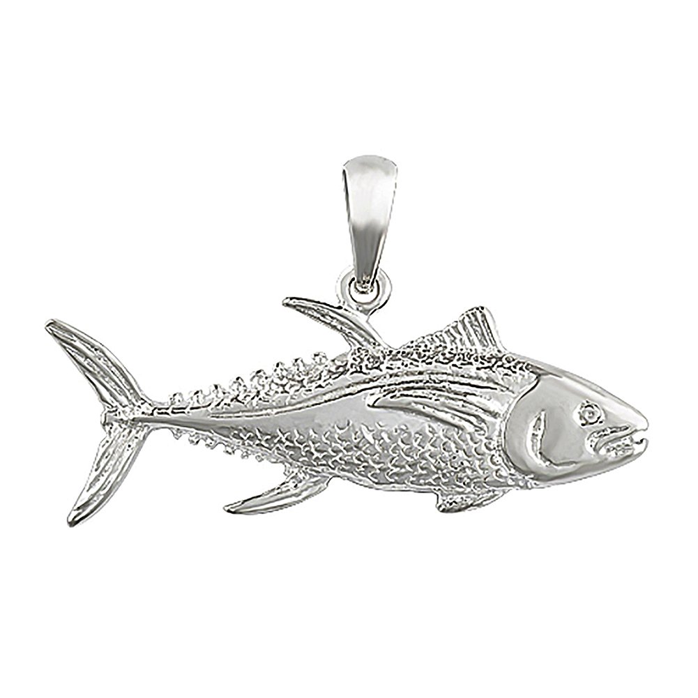 925 Sterling Silver Nautical Charm Pendant - Yellowfin Tuna Fish 2D Jewelry for Women | Perfect for Beach Vacations, Ocean-Themed Parties & Marine Lovers Gifts