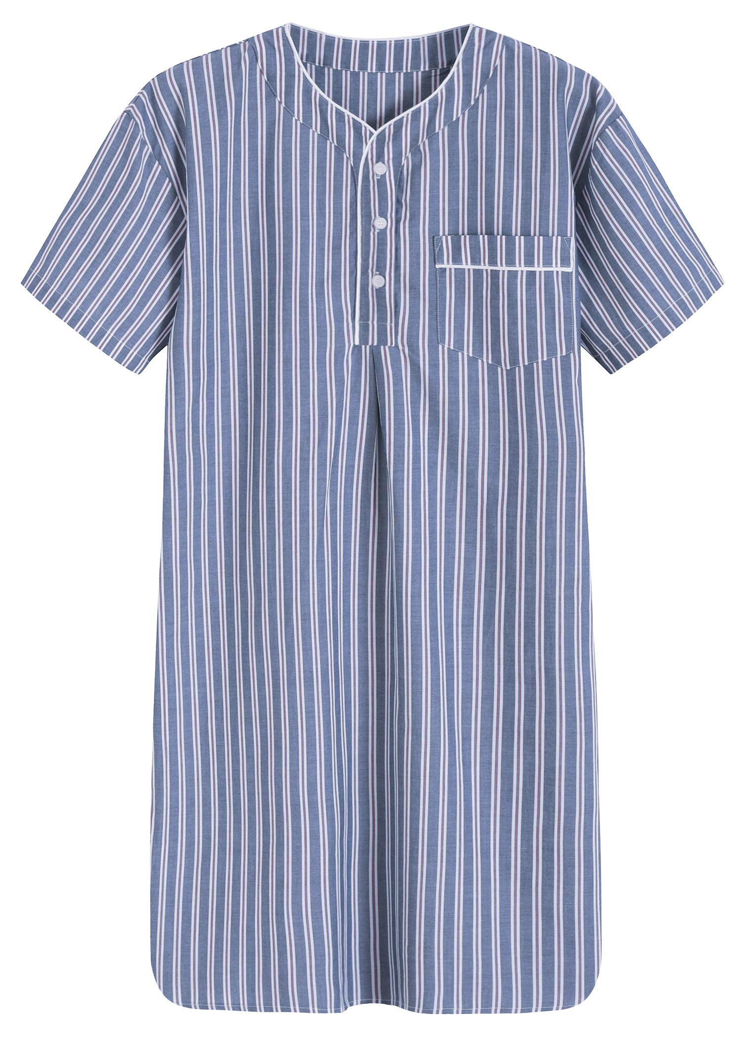 Men's Plaid Cotton Nightshirt - Soft Sleep Shirt for Comfortable Lounge & Bedtime - Perfect for Relaxing at Home or Cozy Sleepwear