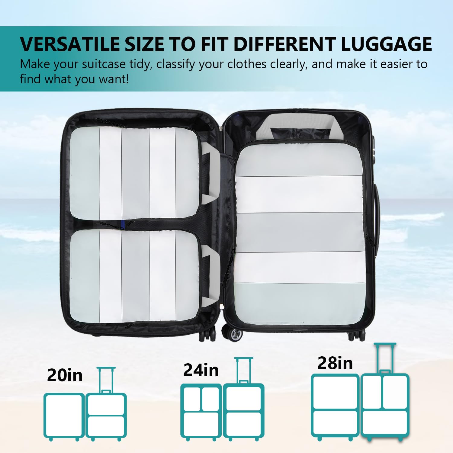 5-Piece Compression Packing Cubes Set for Travel - Space Saving Suitcase Organizers for Carry-On Luggage | Perfect for Business Trips, Vacations & Weekend Getaways