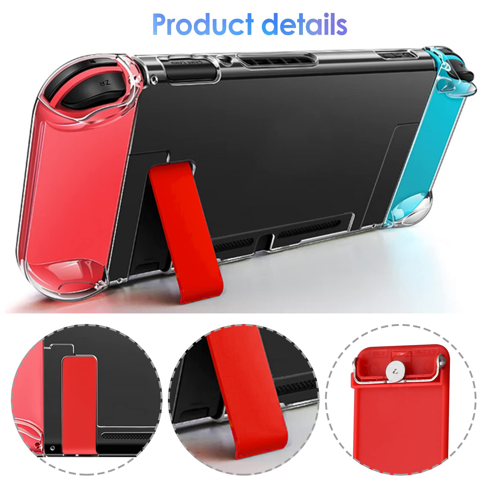 4-Piece Kickstand Replacement for Nintendo Switch - Durable Rear Stand Bracket Compatible with Switch Console - Perfect for Gaming, Travel & Hands-Free Play