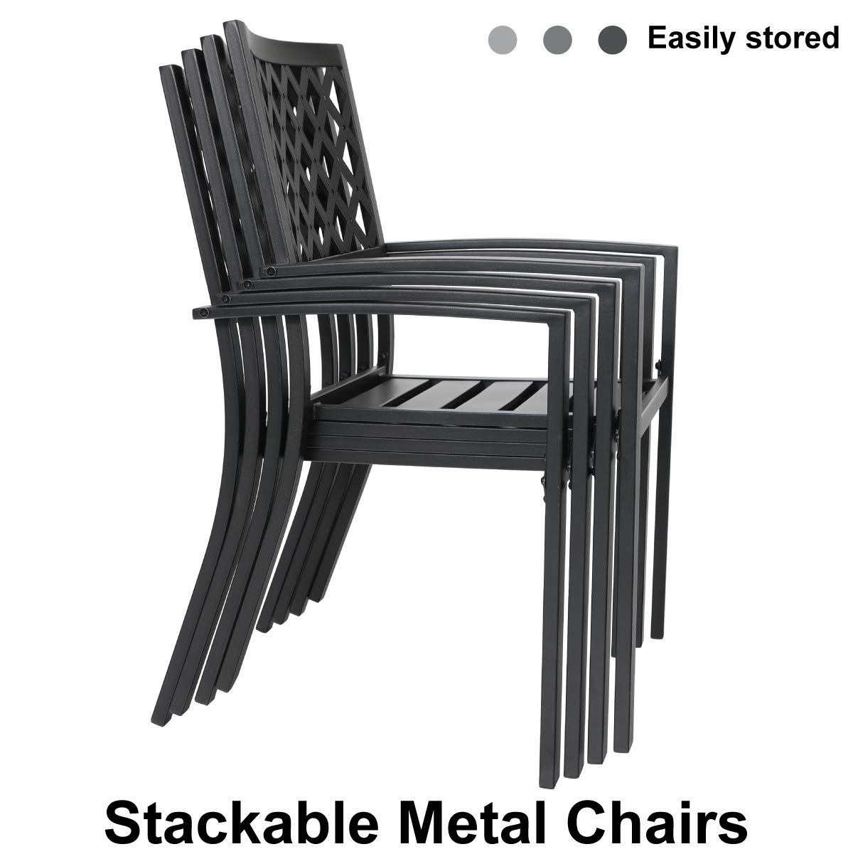 MFSTUDIO 3-Piece Outdoor Metal Bistro Set - Patio Dining Furniture with Coffee Table for Garden, Backyard, Balcony - Black | Perfect for Morning Coffee, Outdoor Entertaining & Relaxation