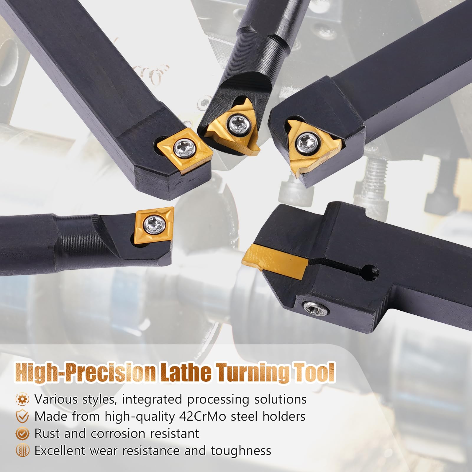 21Pcs Indexable Lathe Turning Tool Kit with 3/8