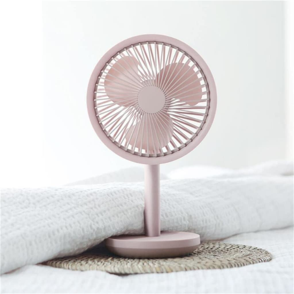 HJINGBIN 60° Oscillating Desktop Fan with Adjustable Speed, Rechargeable Battery & Built-in Light - Portable Cooling Fan for Office, Home, Dorm (Pink)