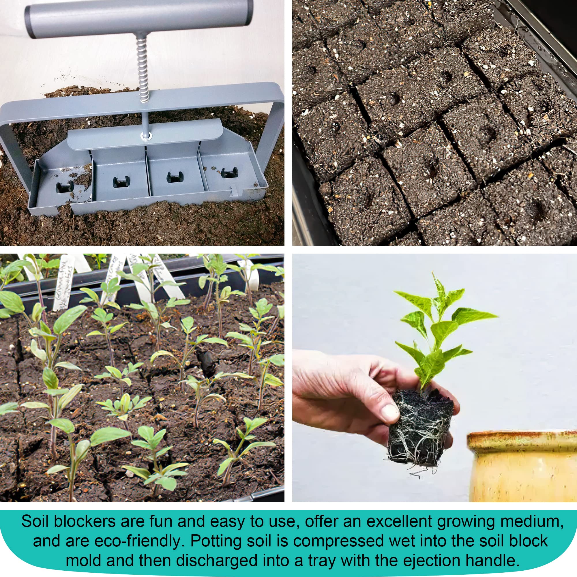 Manual Soil Block Maker - Handheld 4-Cell 2
