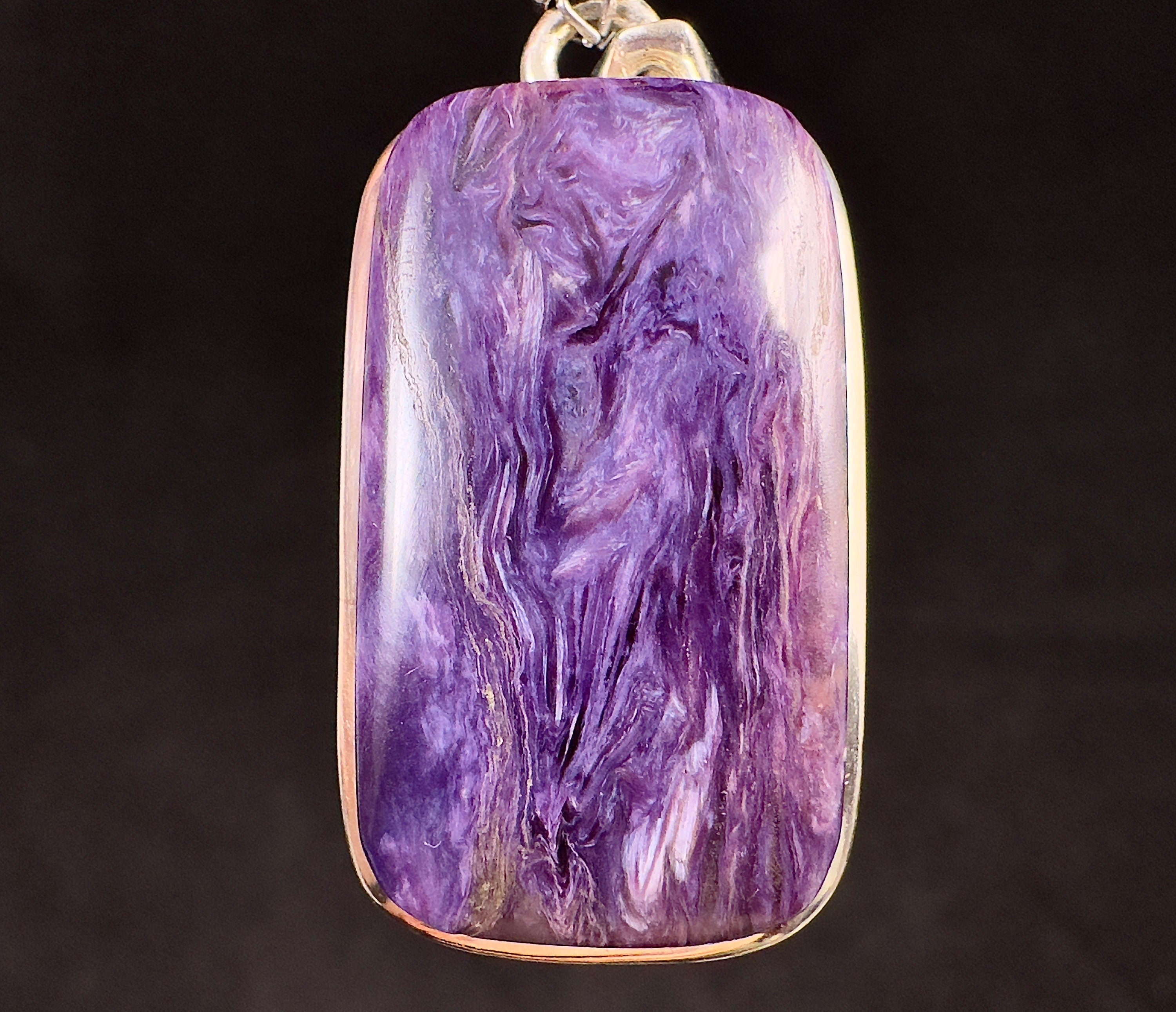 CHAROITE Crystal Pendant in Sterling Silver - Healing Stone Jewelry for Women | Spiritual Protection & Energy Balancing | Perfect for Meditation, Yoga & Gift Giving