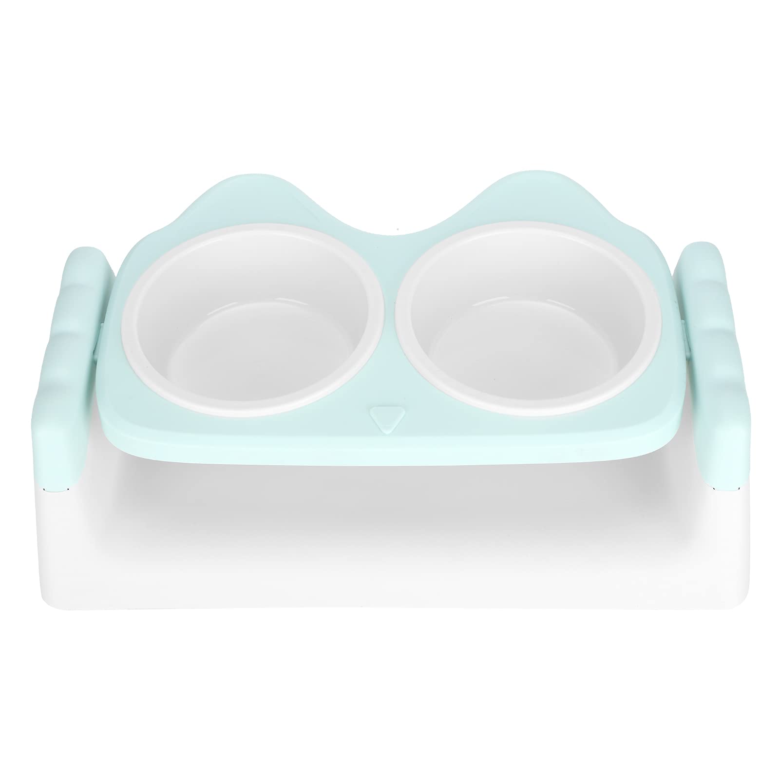 Raised Double Cat Food and Water Bowls with Removable Stand - Elevated Pet Feeder for Snacks and Water (Green) | Perfect for Kittens, Adult Cats, and Multi-Pet Homes