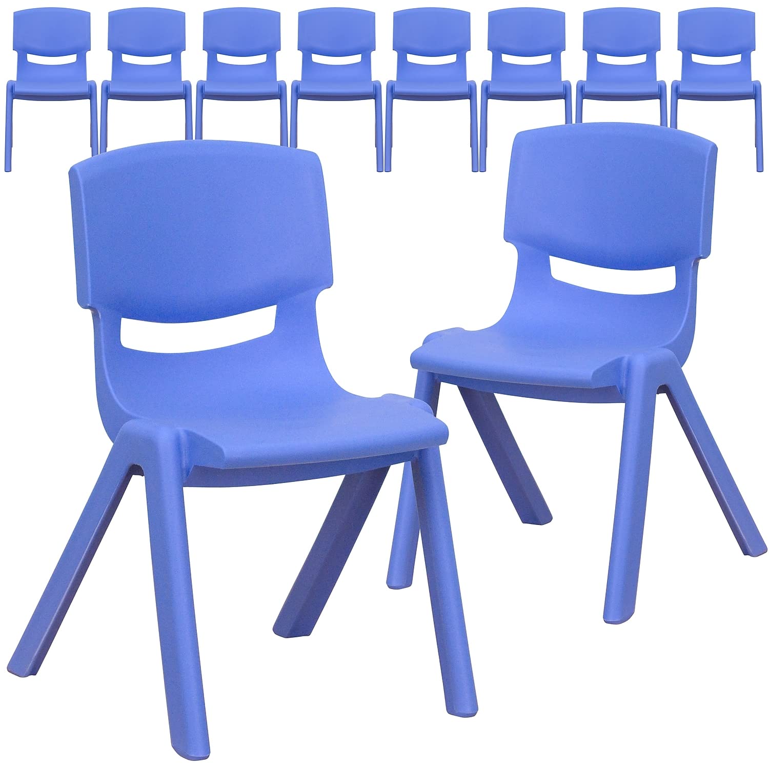 Flash Furniture Whitney 10-Pack Blue Plastic Stacking School Chairs - 12