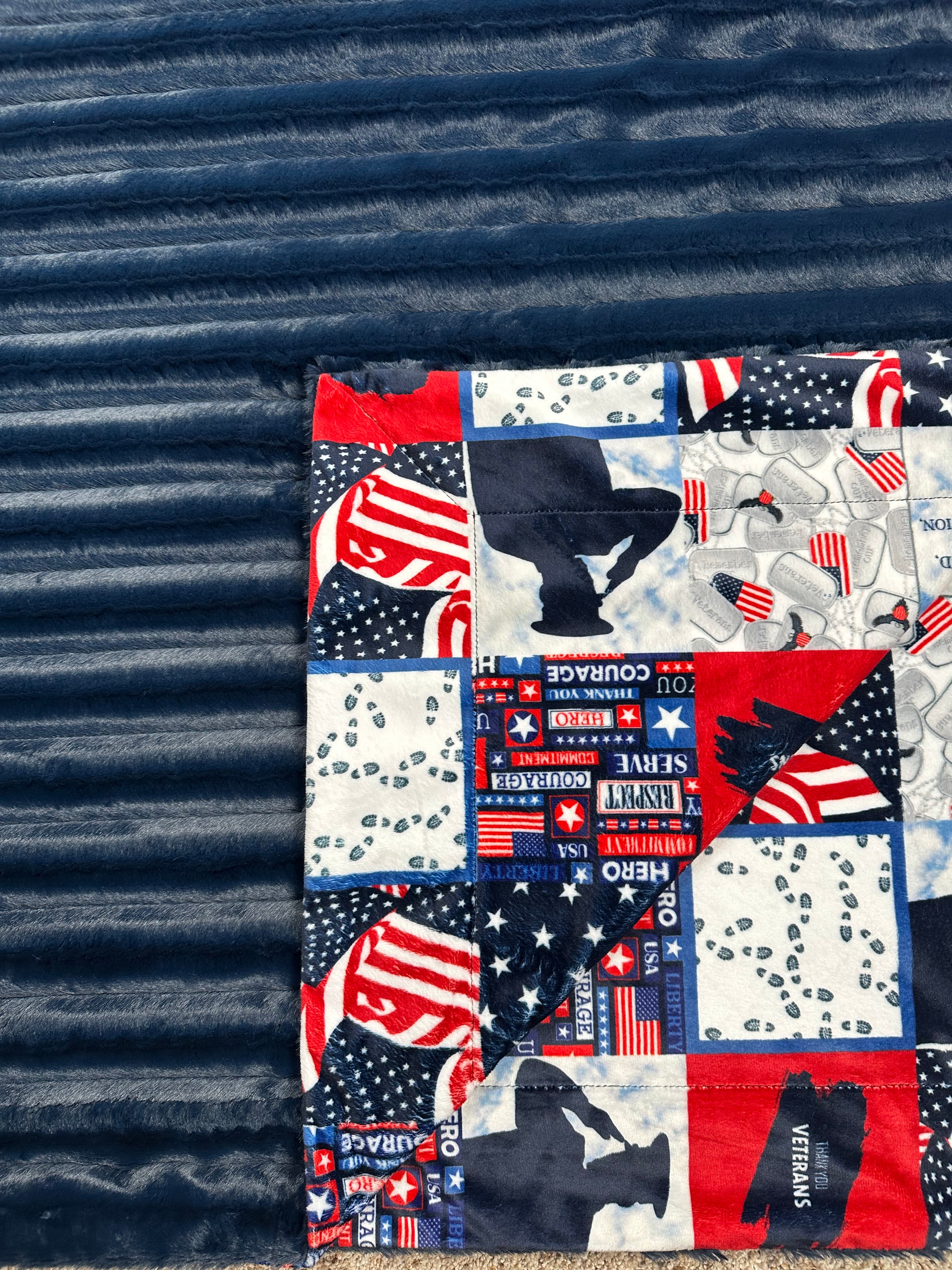 Honor Our Veterans - Navy Chinchilla Soft Fleece Blanket 60x72 Inches, Extra Wide for Adults - Perfect for Couches, Beds & Gifts for Military Heroes