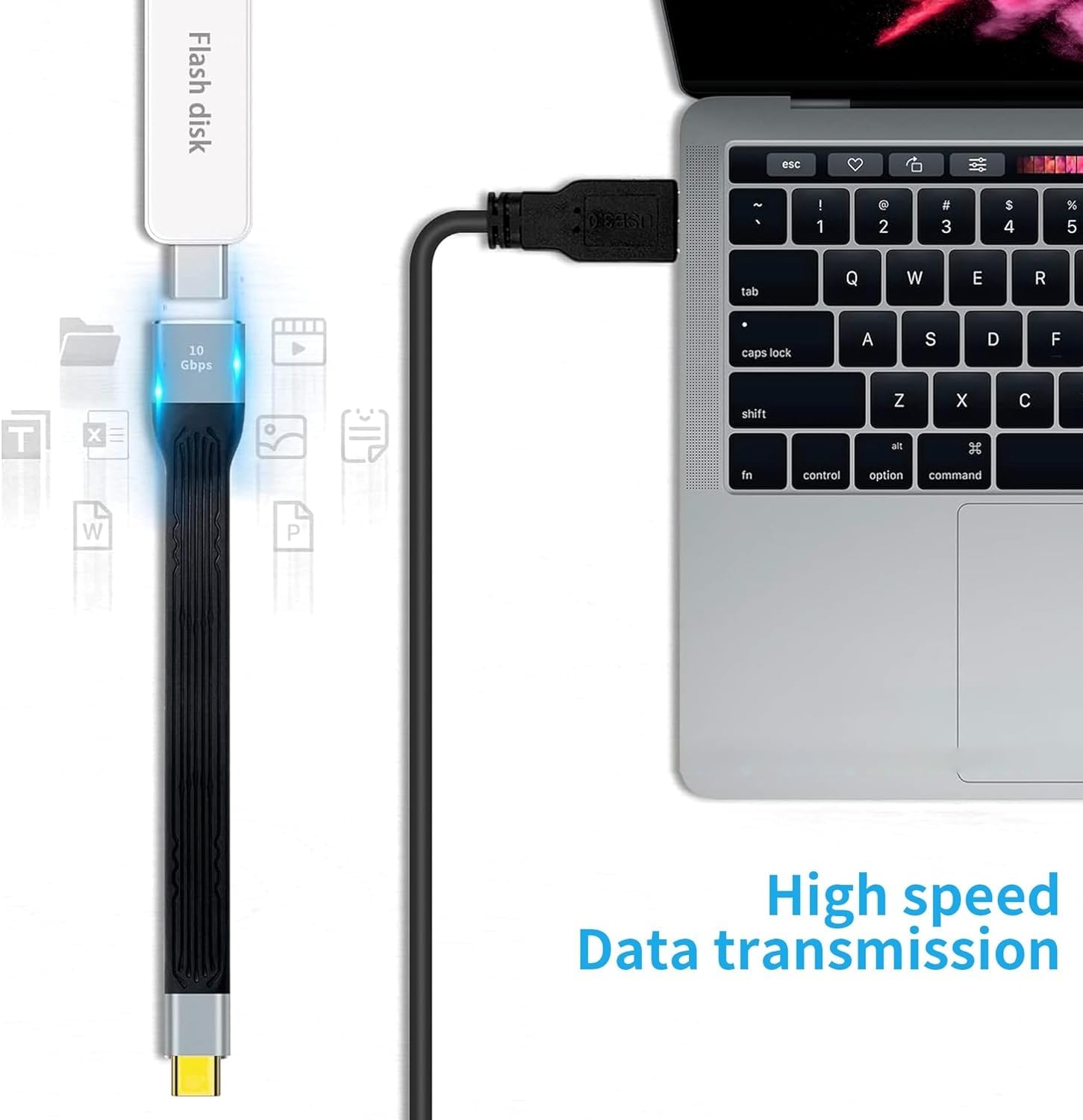 USB C to USB Adapter 10Gbps, USB C Female to USB 3.0 Male OTG Bidirectional Cable, USB C to USB C Charger Adapter - Flexible Flat Short Cable for PC, TV, Laptop, Smartphone & Tablet Charging & Data Transfer
