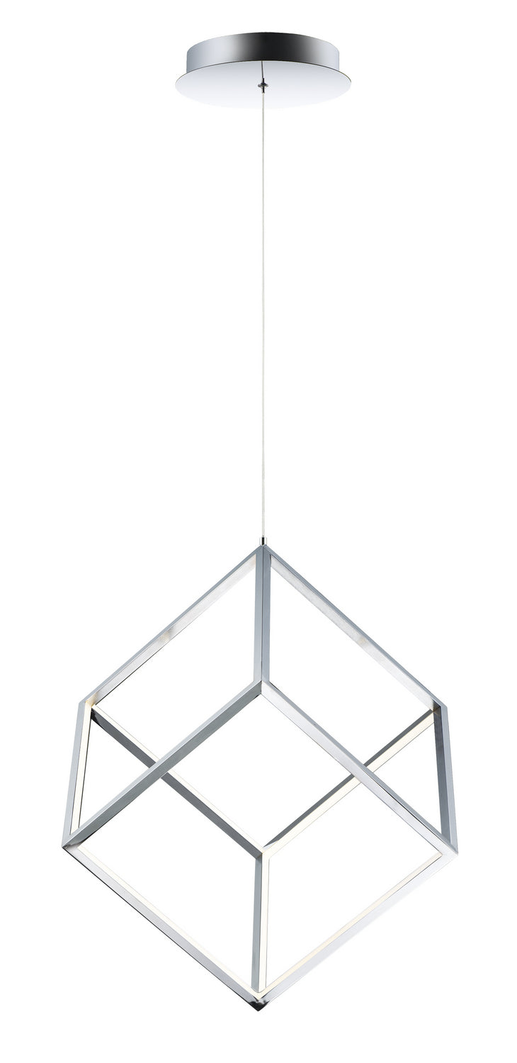 4 Square LED Pendant Light Fixture - Polished Chrome Finish - Modern Ceiling Lighting for Kitchen Island, Dining Room & Office