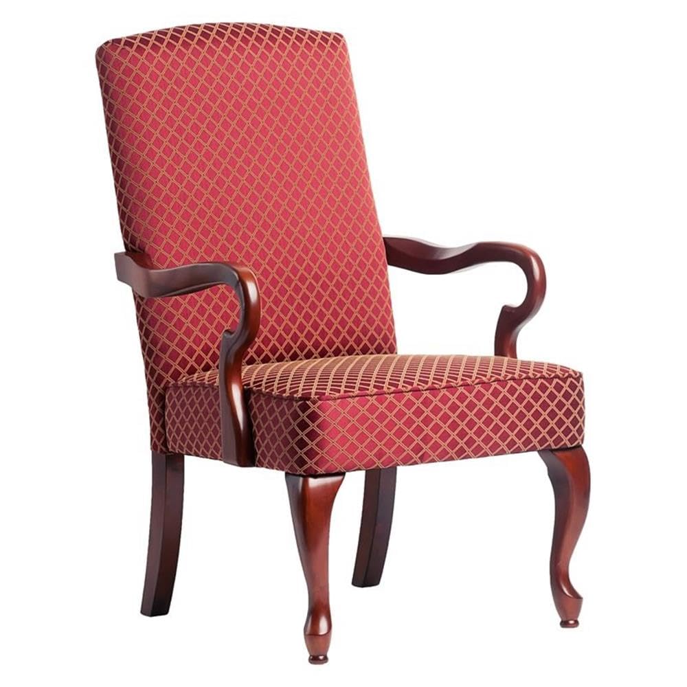 Red Derby High Back Accent Chair - Upholstered Living Room Lounge Chair with Wooden Legs, Mid-Century Modern Design for Home Office, Bedroom or Reading Nook