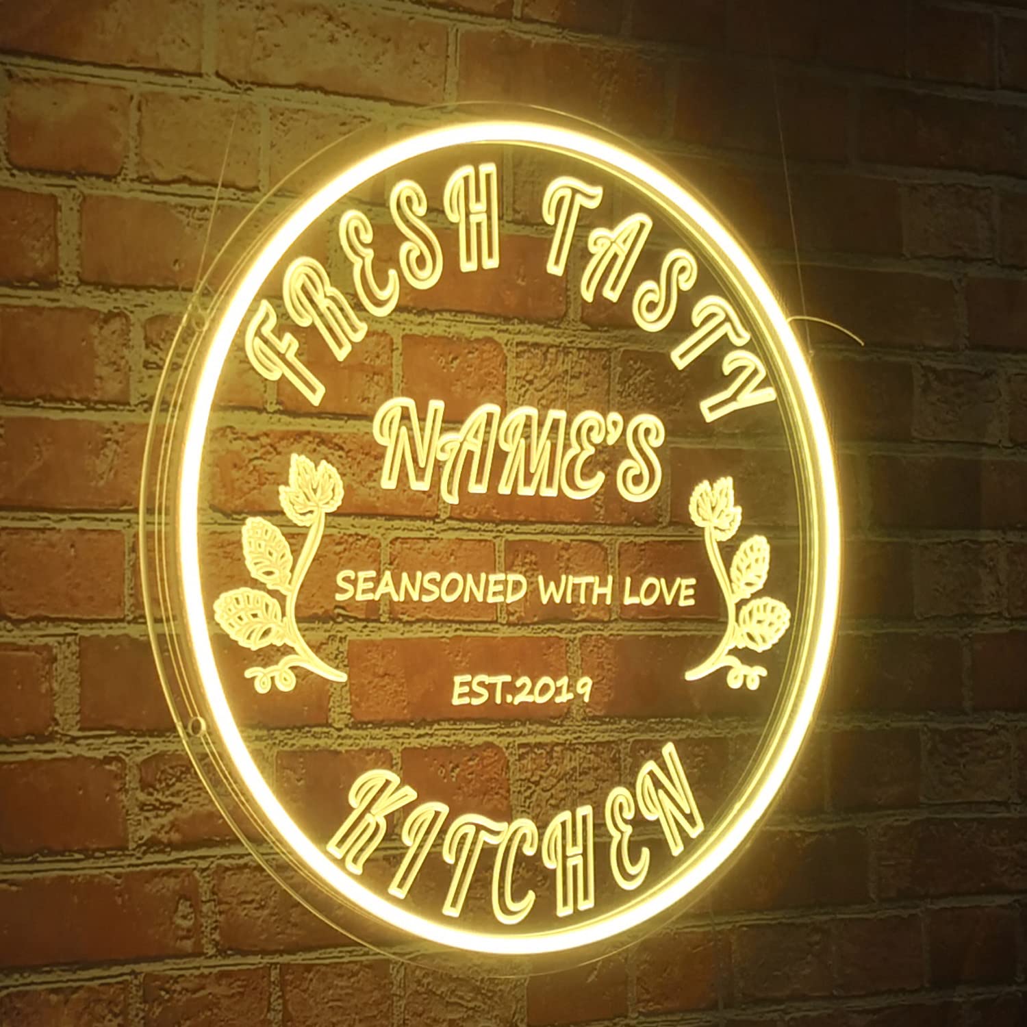 Custom Personalized Kitchen Neon Sign - Acrylic LED Wall Decor with Name for Home, Dining Room & Farmhouse - Unique Housewarming Gift (16