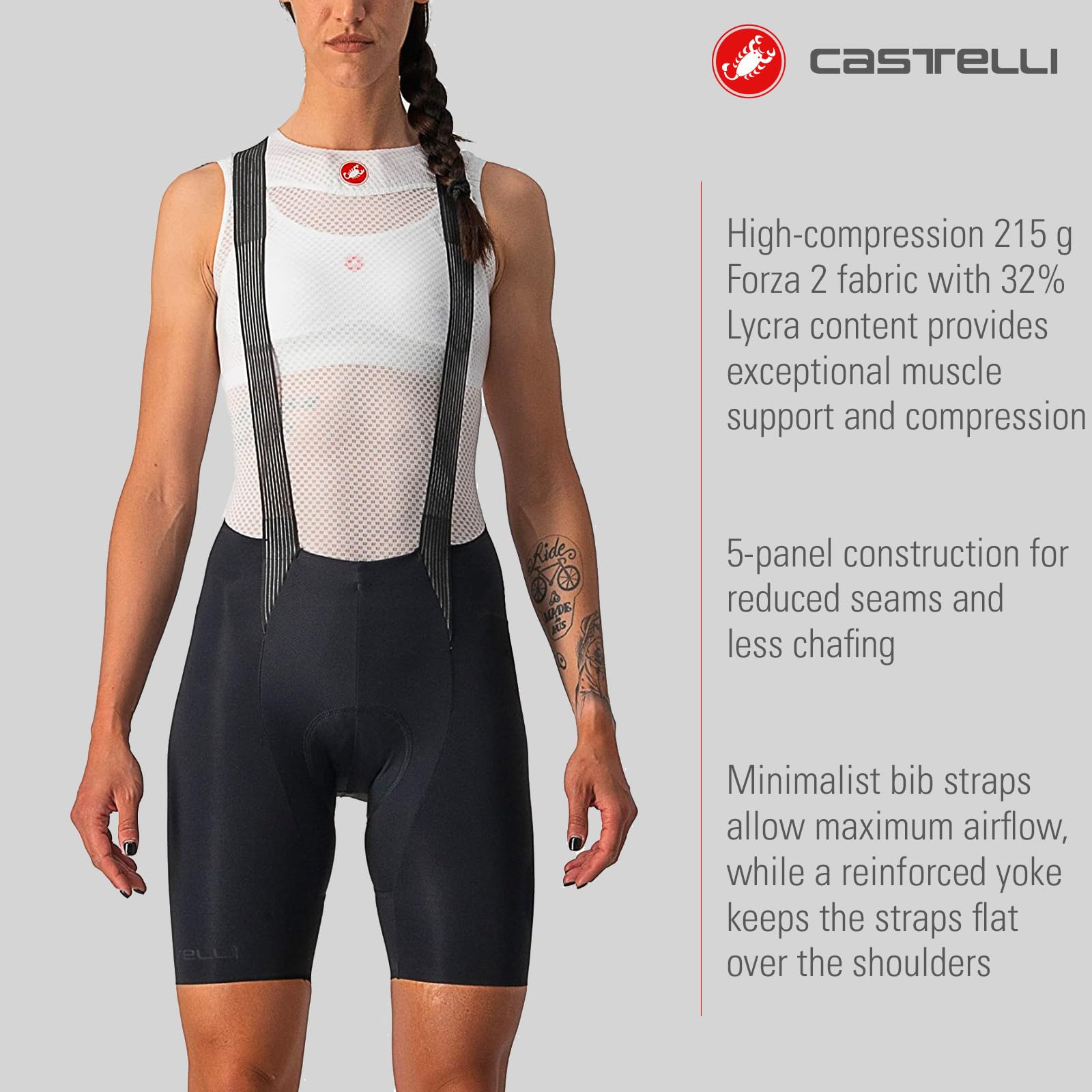 CASTELLI Free Aero RC Women's Bib Shorts - High Performance Cycling Shorts for Road Biking & Training - Breathable & Comfortable for Long Rides