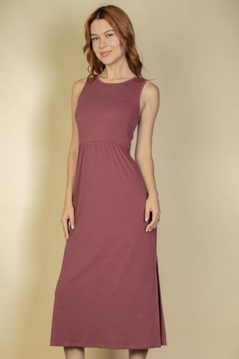 Stylish Ribbed Side Slit Tank Midi Dress for Women | Summer Casual & Party Outfit | Perfect for Beach Vacations, Date Nights and Office Wear