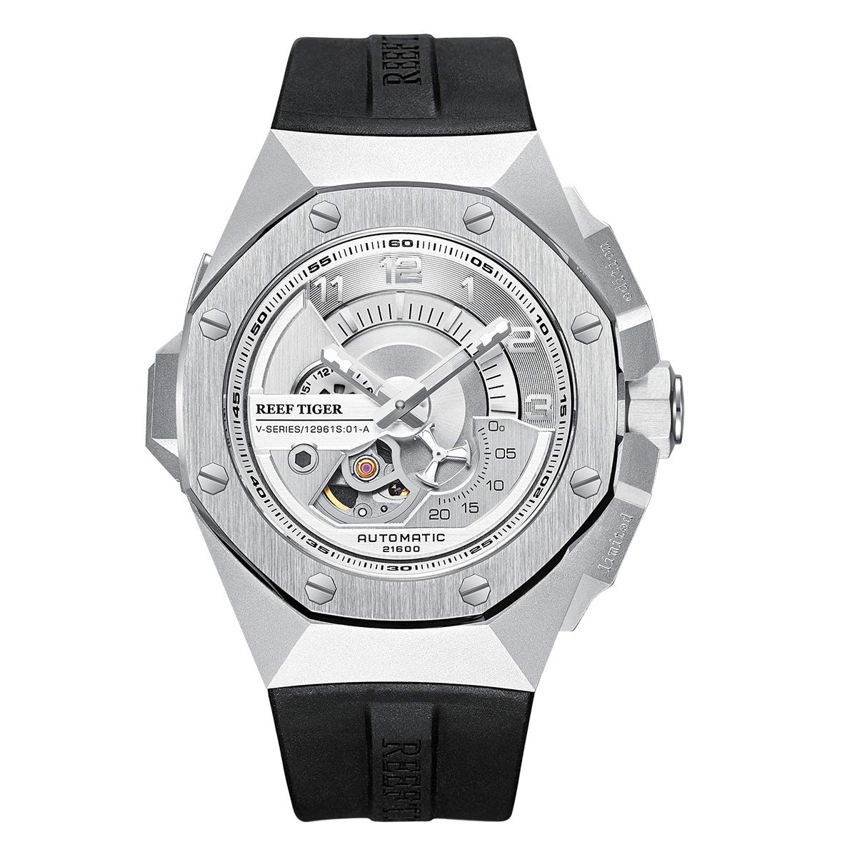 REEF TIGER Luxury Men's Automatic Mechanical Sports Watch - Stainless Steel Chronograph, Waterproof, Date Display RGA92S7 - Perfect for Business, Casual & Outdoor Activities