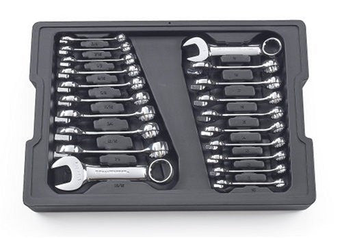 GearWrench 81903 20-Piece Stubby Wrench Set - SAE & Metric Combination for Tight Spaces - Perfect for Automotive Repair, Plumbing, and DIY Projects