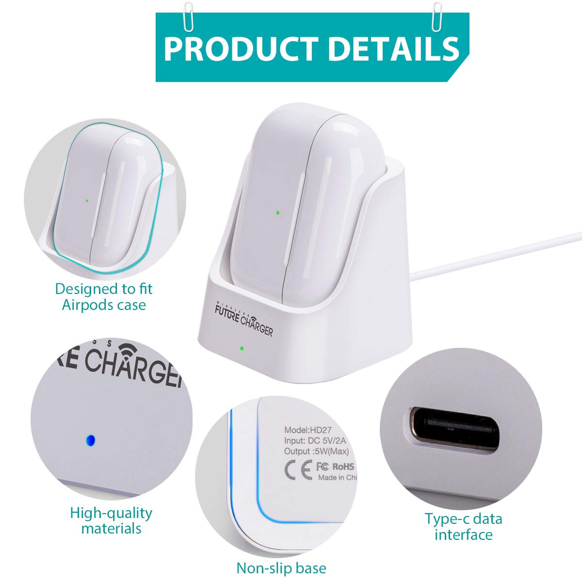 Wireless Charger for AirPods Pro 2/3/4 - Fast Charging for Home & Travel