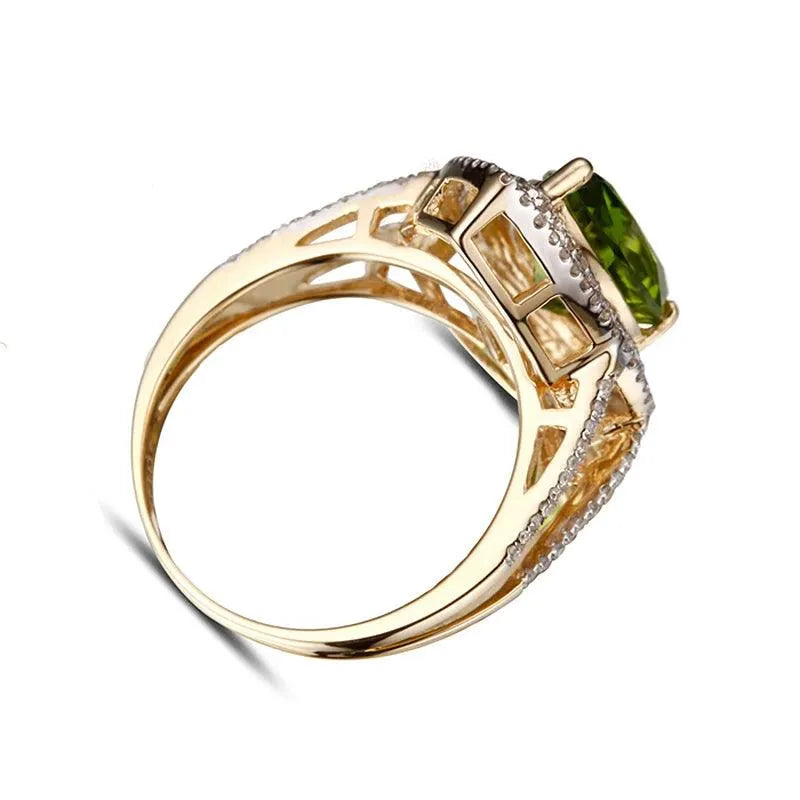 14k Yellow Gold Peridot Ring for Women - Wholesale New Arrival Fashion Jewelry - Free Shipping - Perfect for Weddings, Anniversaries & Gifts