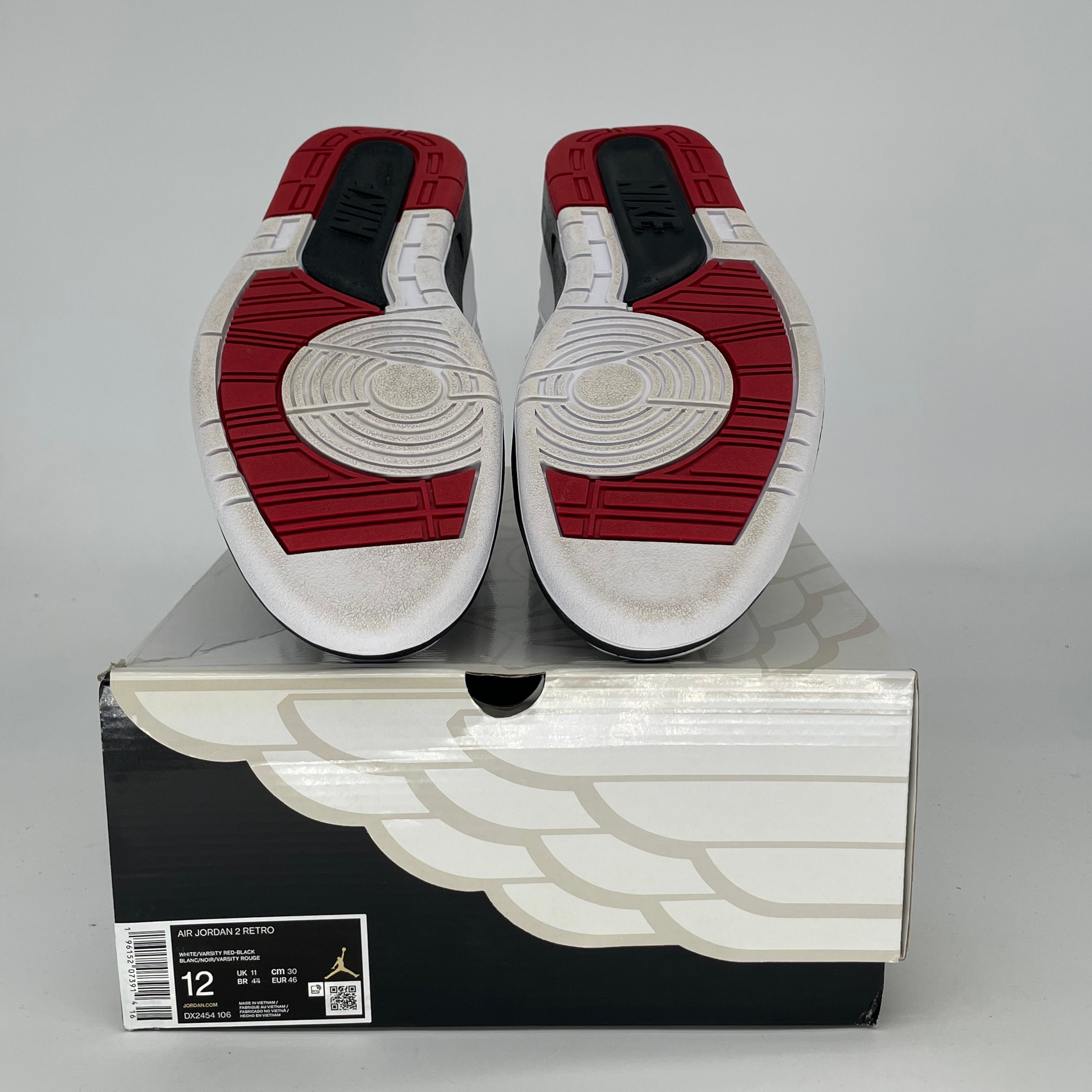 Original Air Jordan 2 Retro Chicago Men's Basketball Shoes Size 12 DX2454-106 - Authentic Retro Sneakers for Streetwear & Basketball Games