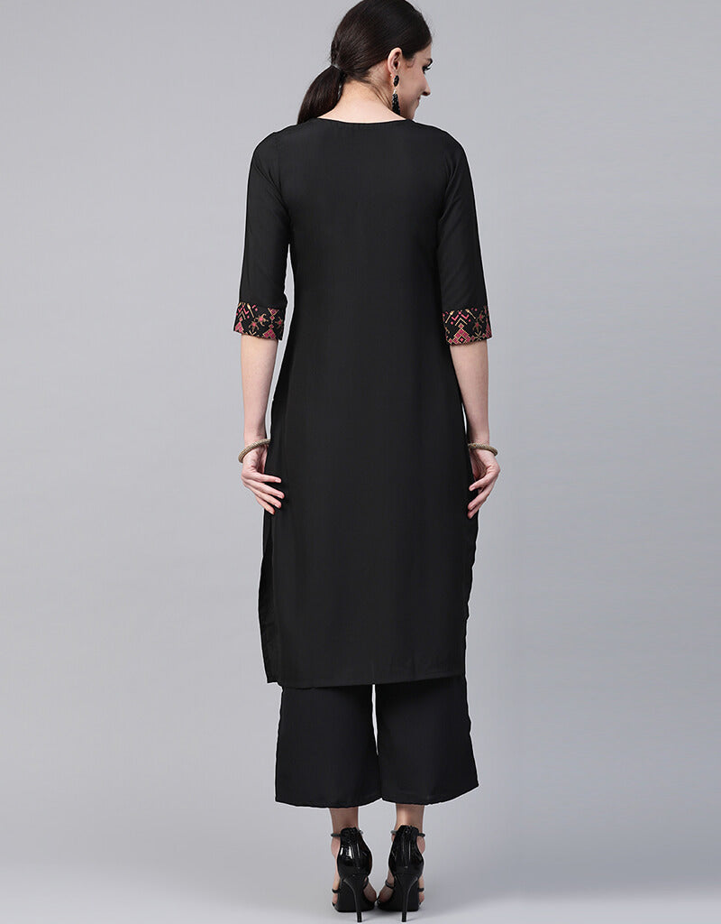 Black Crepe Straight Leg Pants for Women - Comfortable & Stylish Office Wear & Casual Outfits