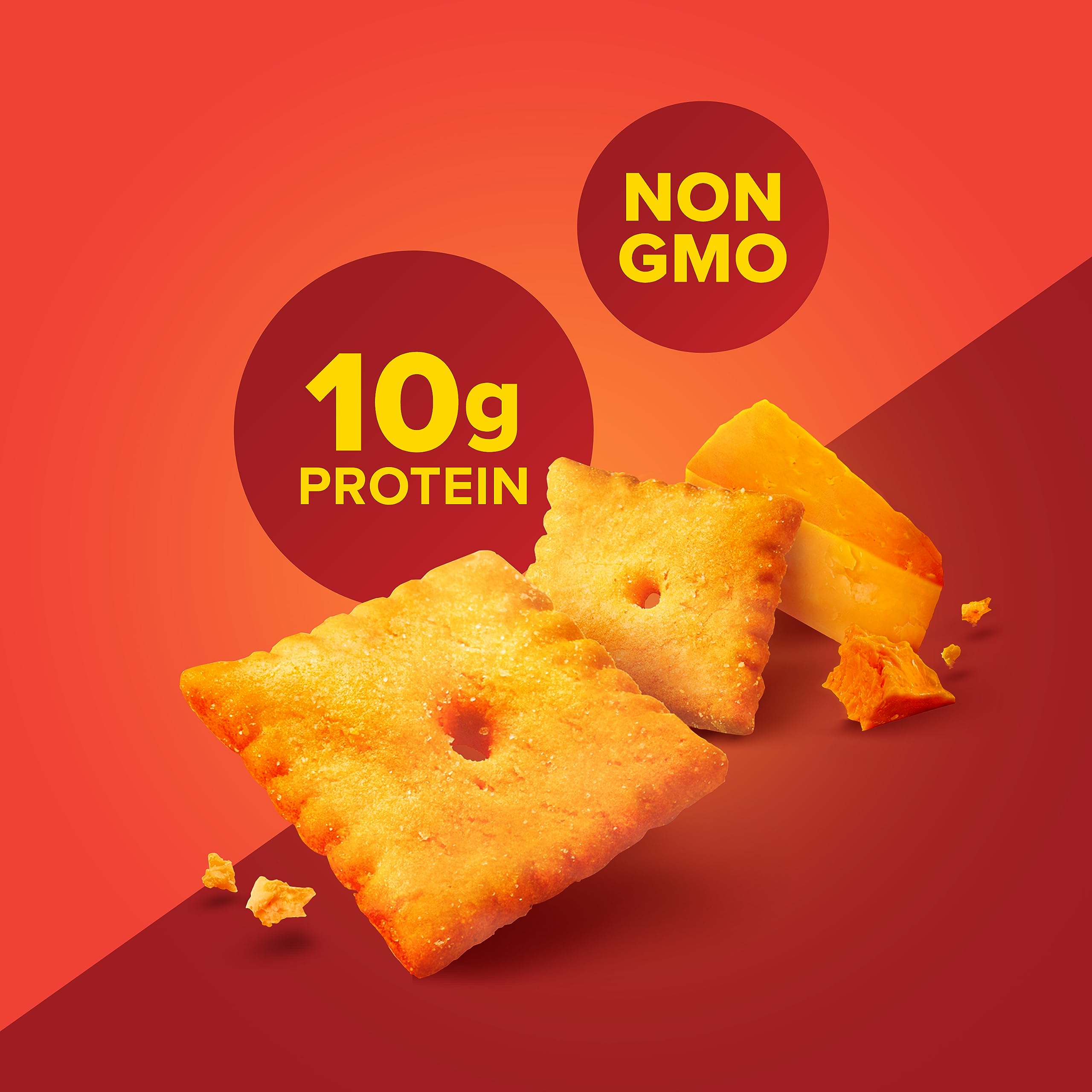High Protein Cheddar Cheese Crackers - 10g Protein per Serving, 1.06 Oz (Pack of 12) - Healthy Low Carb Snack for Work, Gym & Keto Diet