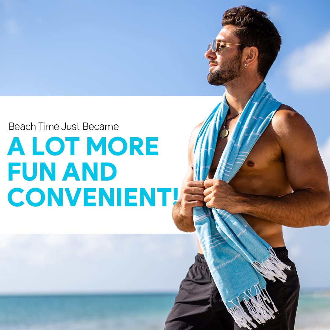 Premium 100% Cotton Turkish Beach Towel - Quick Dry, Sand-Free, Large & Lightweight for Travel, Pool, Yoga & Summer Vacations
