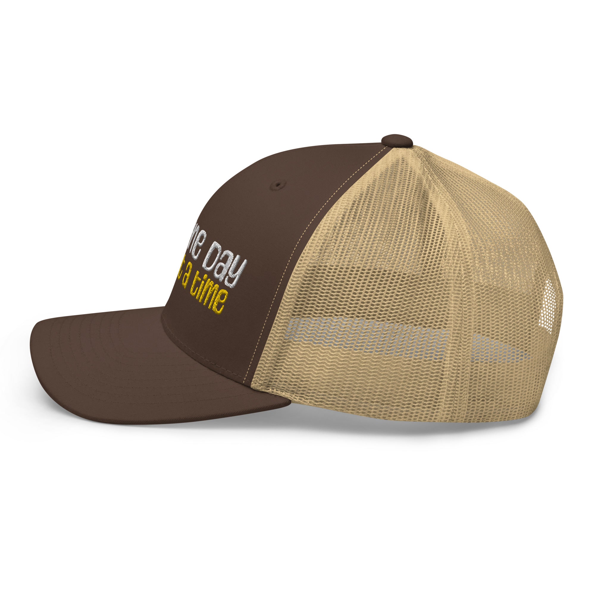 One Day at a Time Turtle Trucker Hat - Stylish Adjustable Baseball Cap with Motivational Message for Daily Resilience - Perfect for Outdoor Activities, Hiking, and Casual Wear