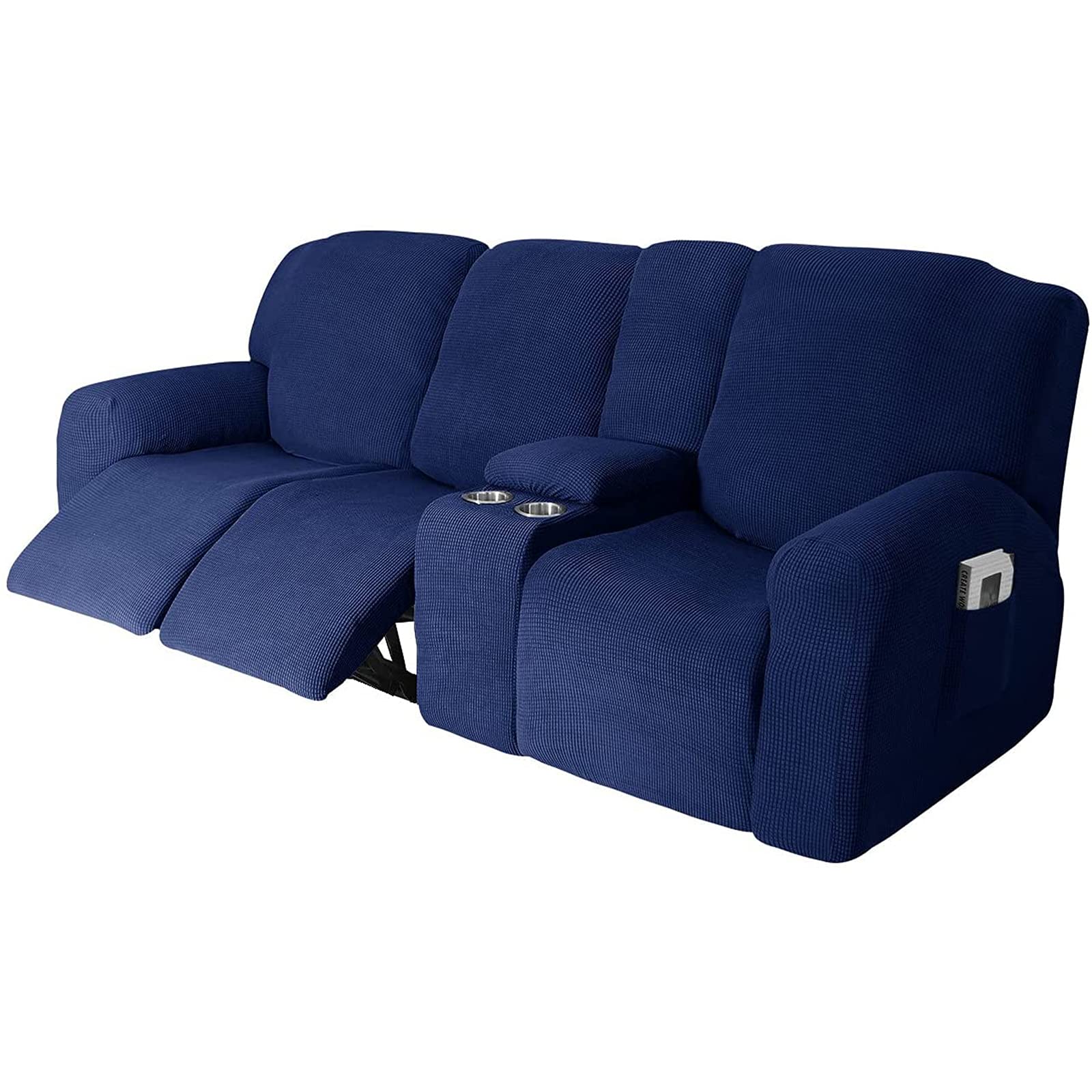 TAIXINT Recliner Cover with Console - Reversible 3 Seater Sofa Cover for Living Room, Split Design for Kids, Dogs & Pets - Navy Blue | Protects Furniture from Stains, Spills & Pet Hair | Perfect for Family Rooms, Home Theaters & Pet-Friendly Spaces