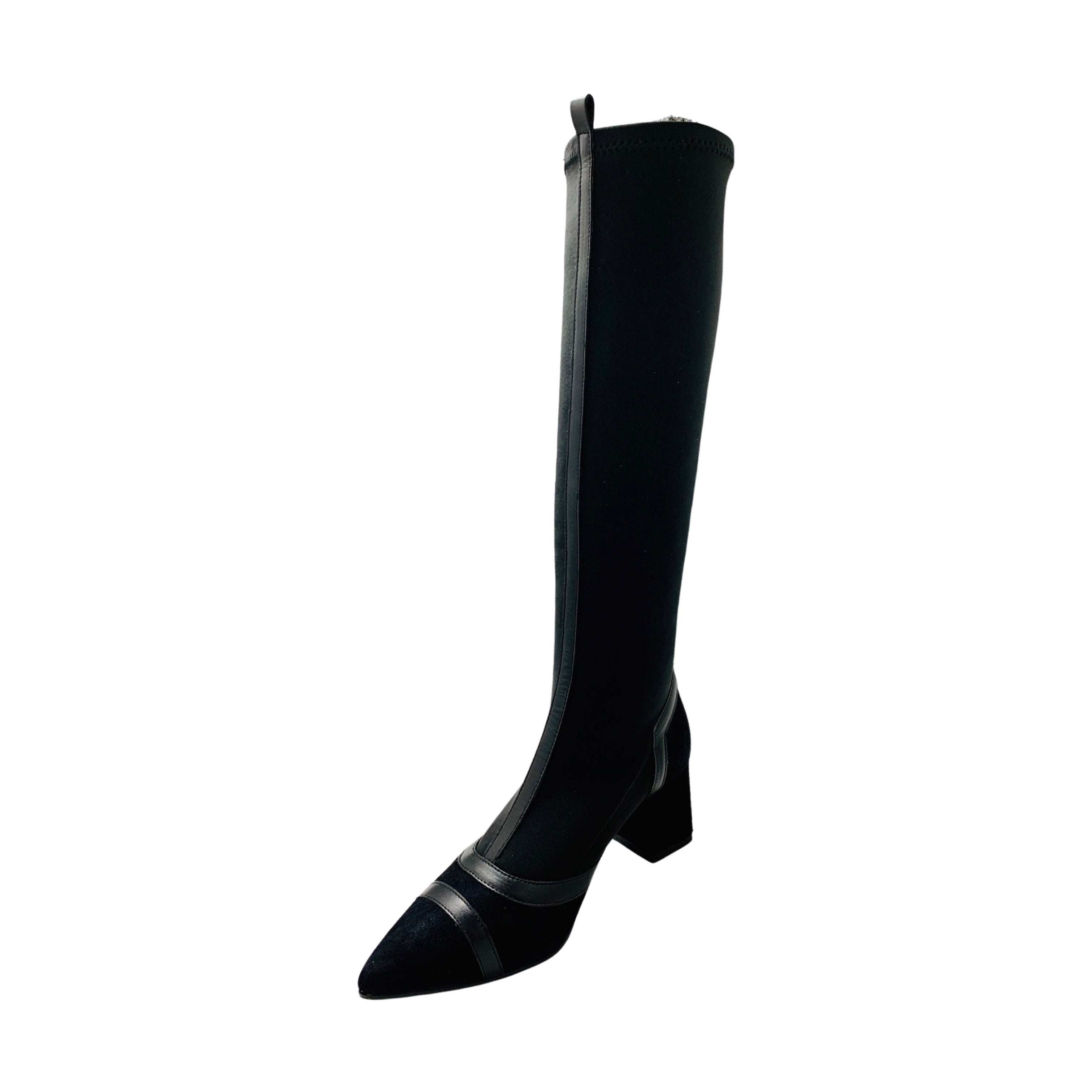 Black Suede Stretch Tall Boots for Women - Comfortable Knee High Boots with Elastic Side Panels | Perfect for Fall, Winter, and Casual Outfits