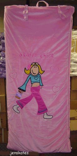 Skater Chick Sleeping Bag - Pink | Cozy & Stylish Sleeping Bag for Girls | Perfect for Sleepovers, Camping & Outdoor Adventures