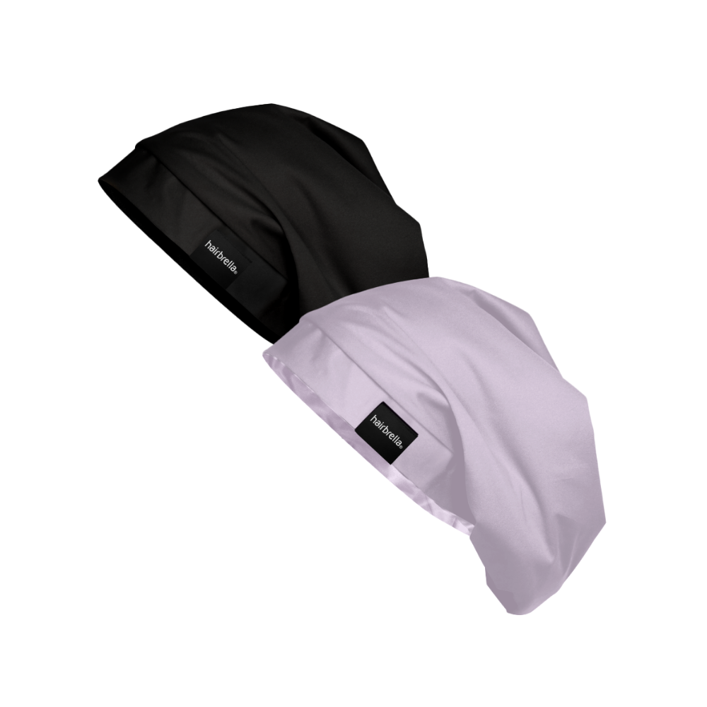Hairbrella Satin Lined Sleep Cap for Curly & Natural Hair - 2 Pack Bundle | Soft & Breathable Night Cap for Hair Protection & Moisture Retention | Perfect for Bedtime, Travel & Salon Visits