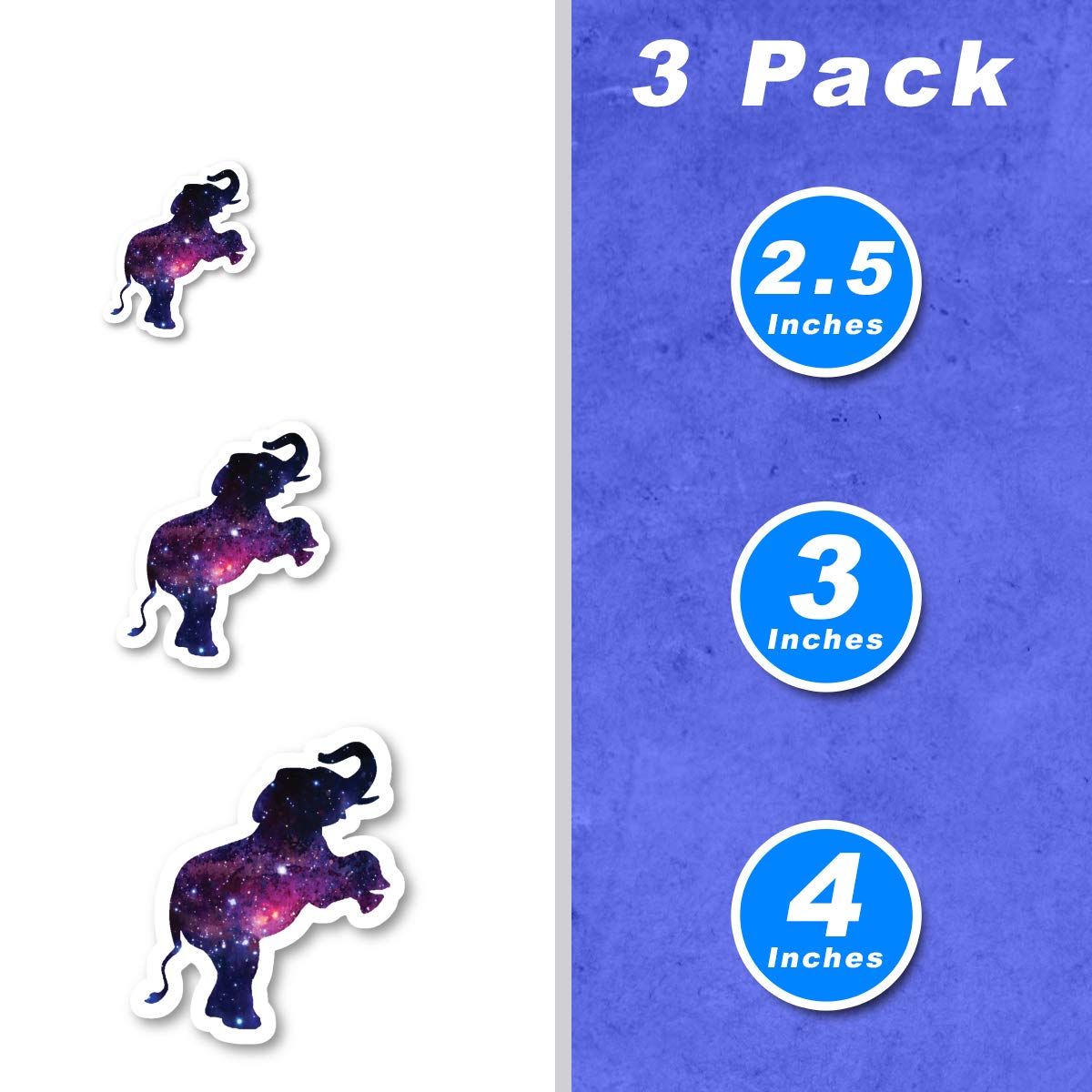 Elephant Jumping Stickers - Galaxy Space Theme - 3 Pack (2.5