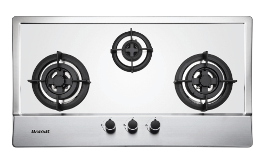 Brandt TG1793XLB 3-Burner Gas Cooktop - High Efficiency Stainless Steel Stove for Home Kitchen Cooking | Perfect for Boiling, Frying & Simmering