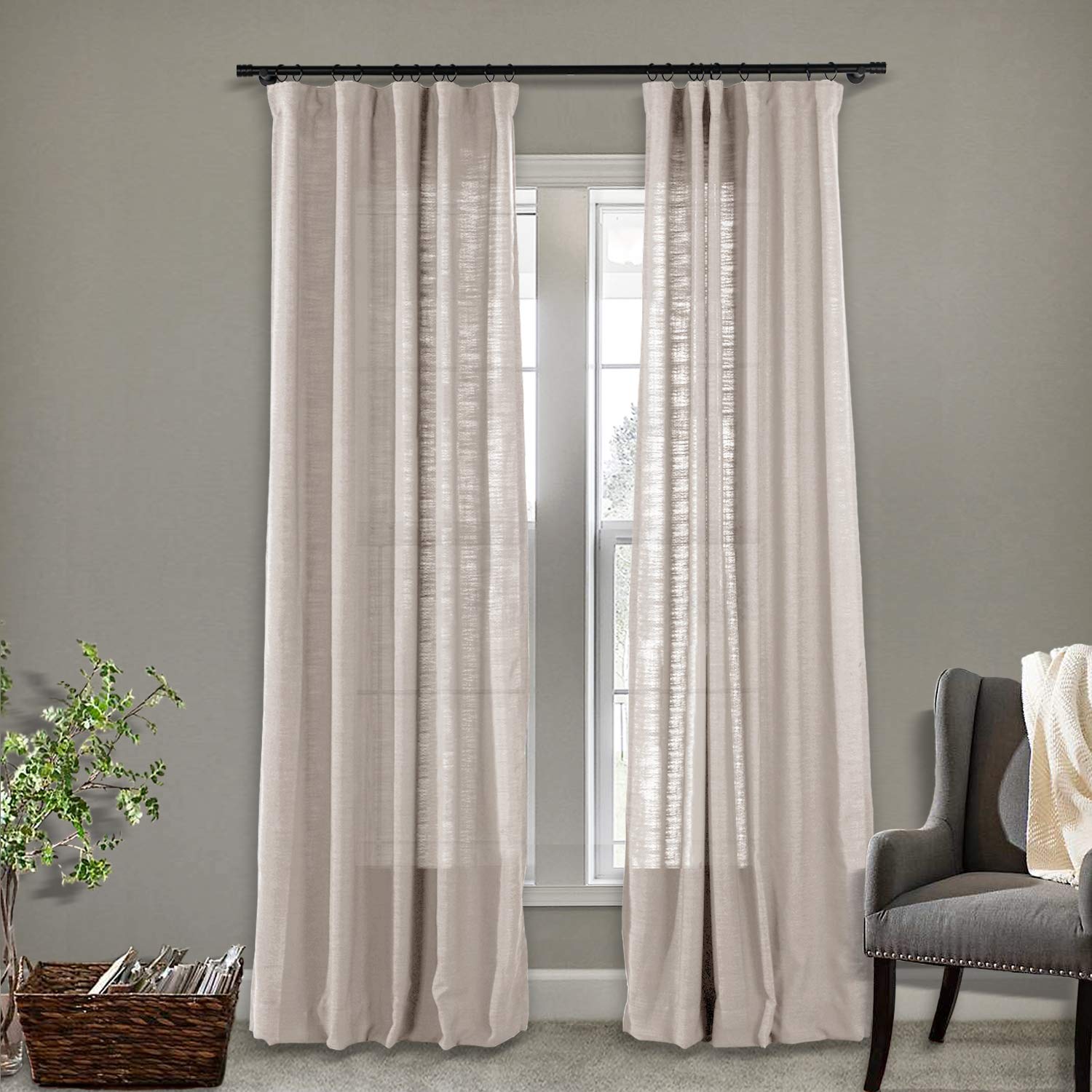 Thermal Insulated Linen Curtains for Bedroom & Living Room - 84x84 Inch Blackout Drapes with Rod Pocket & Back Tab Hooks - Pink Lemonade Privacy Panels (1 Panel) | Perfect for Home Decor, Light Control & Noise Reduction