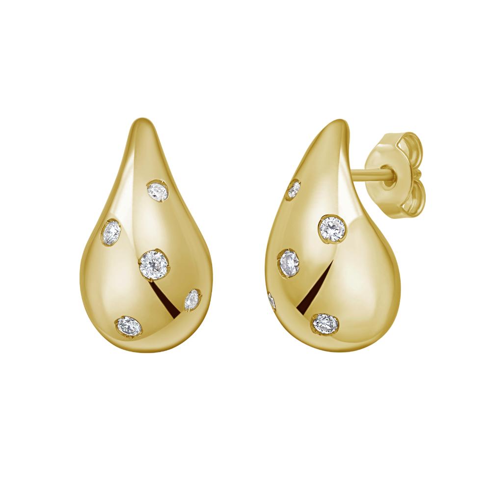 14K Gold Diamond Raindrop Earrings for Women - Elegant Dangle Drop Earrings for Wedding, Party & Evening Wear