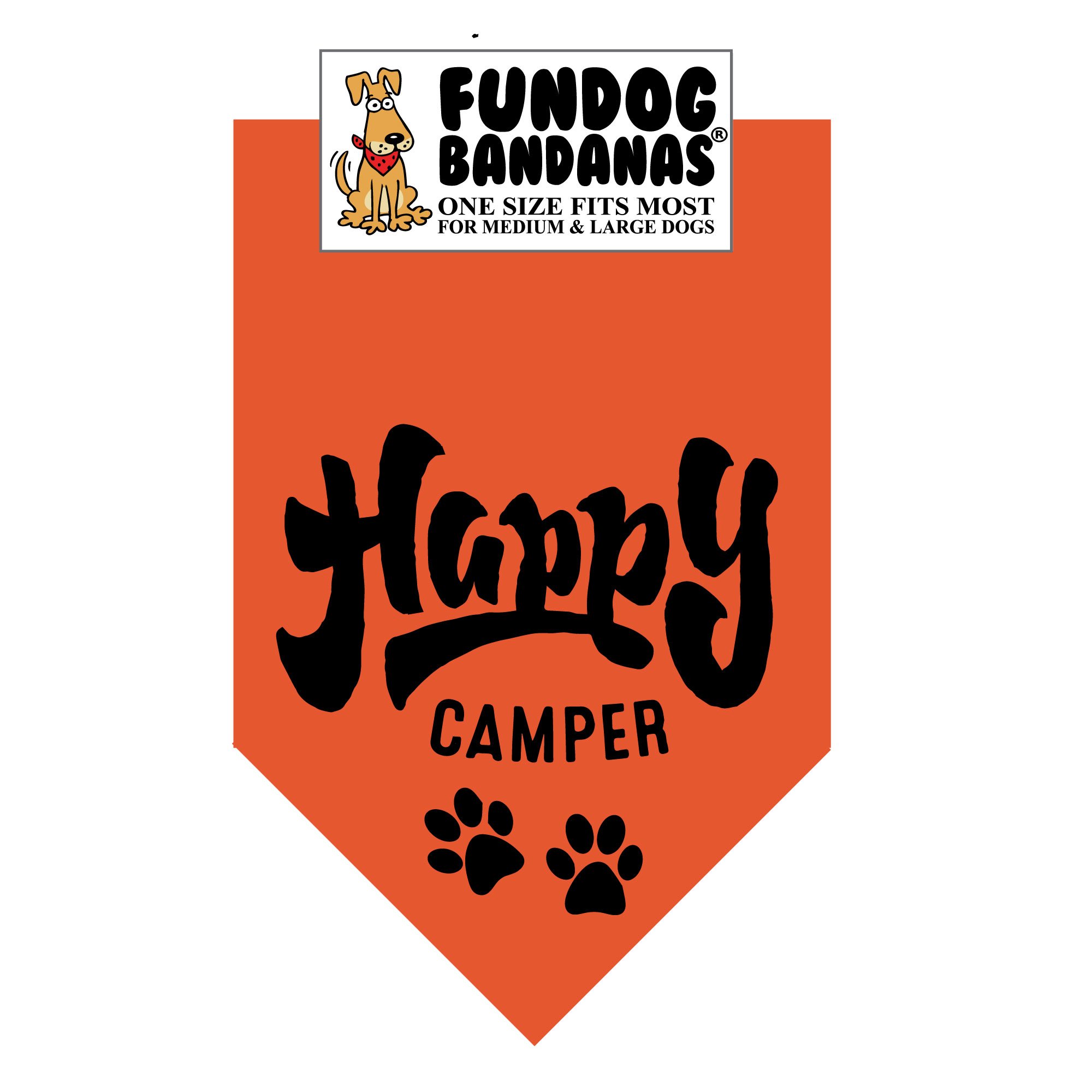 Happy Camper Dog Bandana - Adjustable & Washable for Medium to Large Dogs (Burnt Orange) - Perfect for Hiking, Camping & Outdoor Adventures