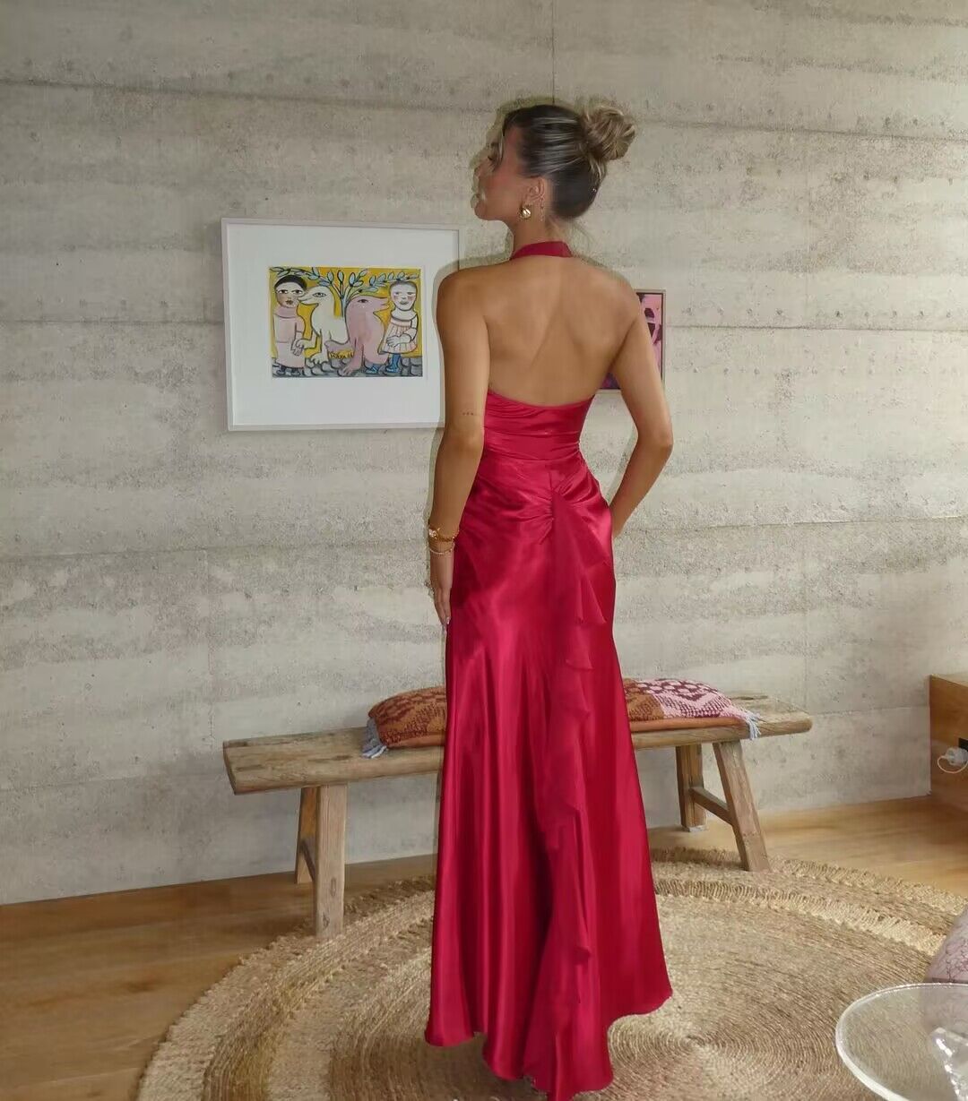 Elegant Red Mermaid Prom Dress with Halter Neckline - Satin Long Formal Gown J2837 for Homecoming, Evening Parties & Special Occasions