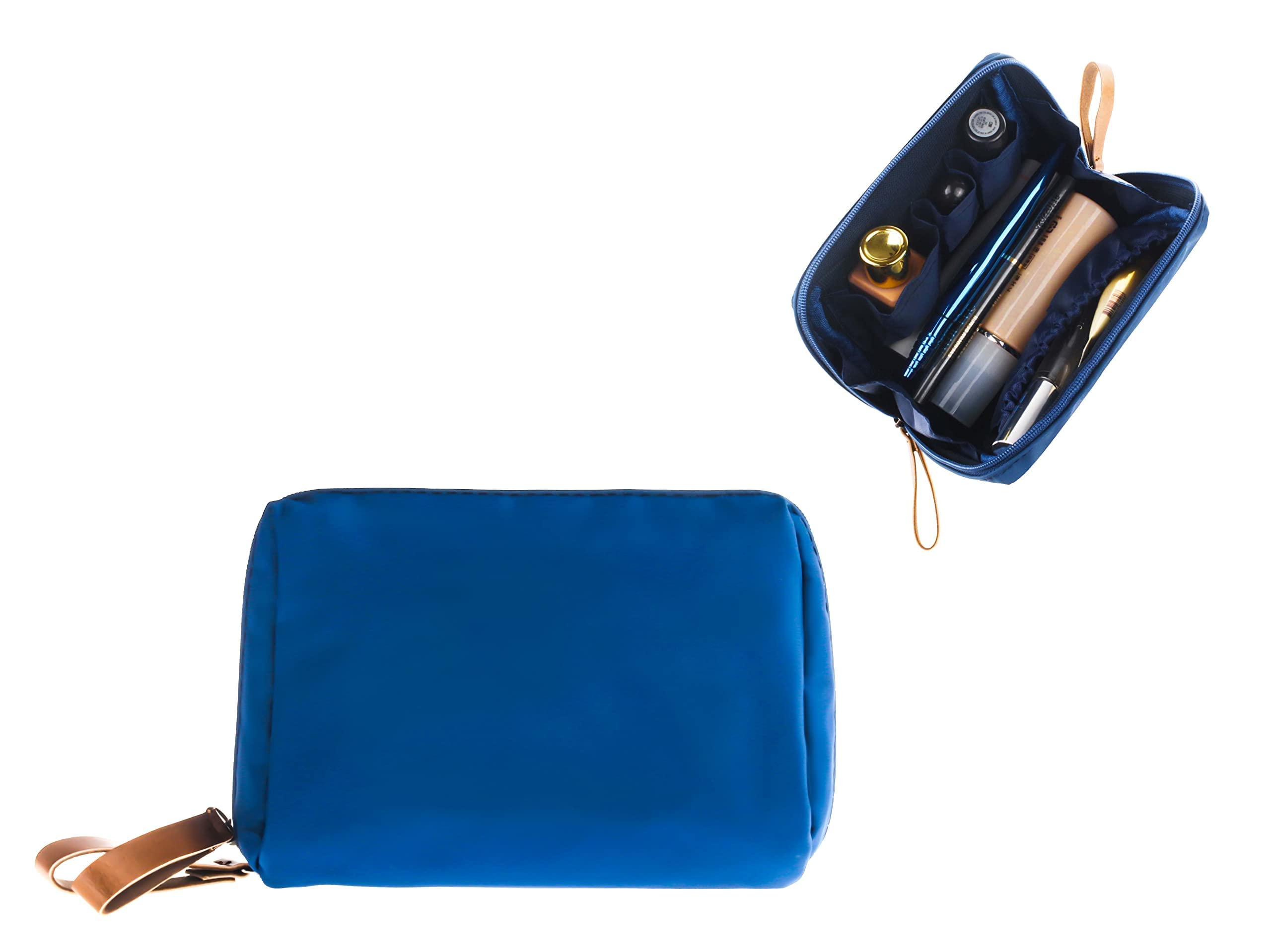 Waterproof Small Makeup Bag for Women - Portable Travel Cosmetic Pouch for Purse (Blue, Square) | Perfect for Daily Use, Gym, Travel & On-the-Go Organization
