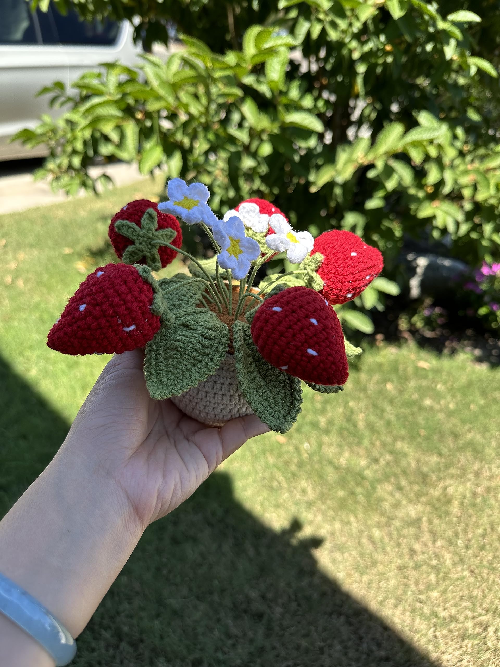 Handmade Crochet Strawberry Plant - Cute Amigurumi Home Decor for Table, Shelf & Nursery | Unique Gift Idea for Plant Lovers & DIY Enthusiasts | Perfect for Living Room, Bedroom & Office Decor